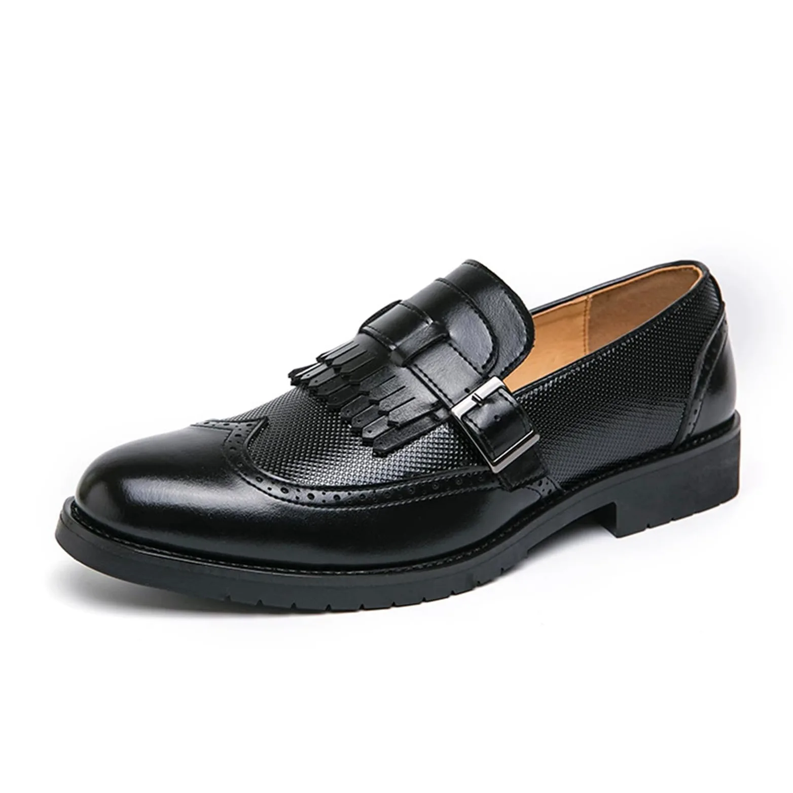 Mocasines Borlas para Hombre Zapatos De Vestir Formales De Cuero con Punta De ala