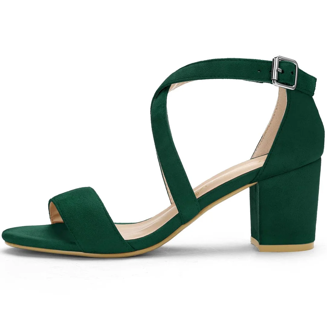 Allegra K Crisscross Ankle Strap Block Heel Sandals Sandalia de tacónMujer
