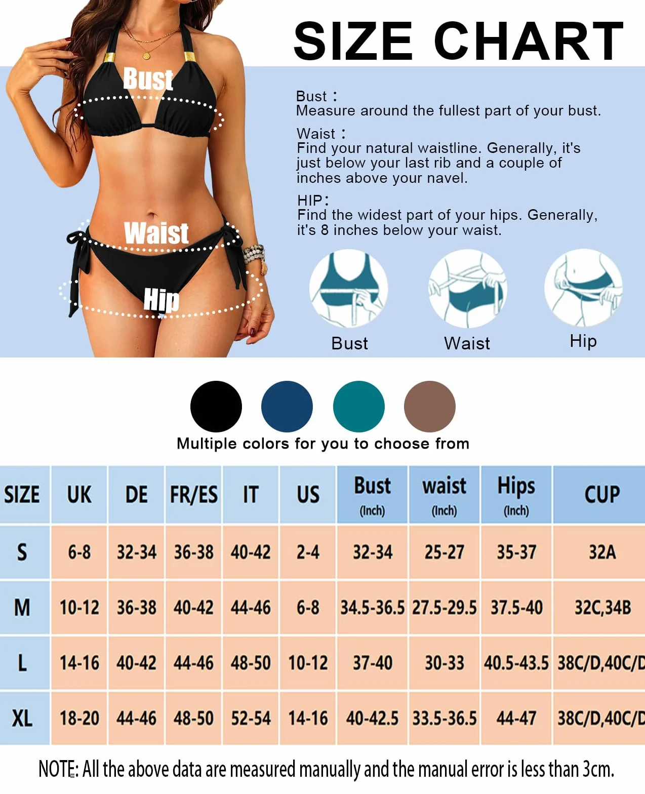 Rayson Bikinis Triangular Mujer Traje de Baño Bikini Talla Grande Dos Piezas Braga con Lazos Laterales