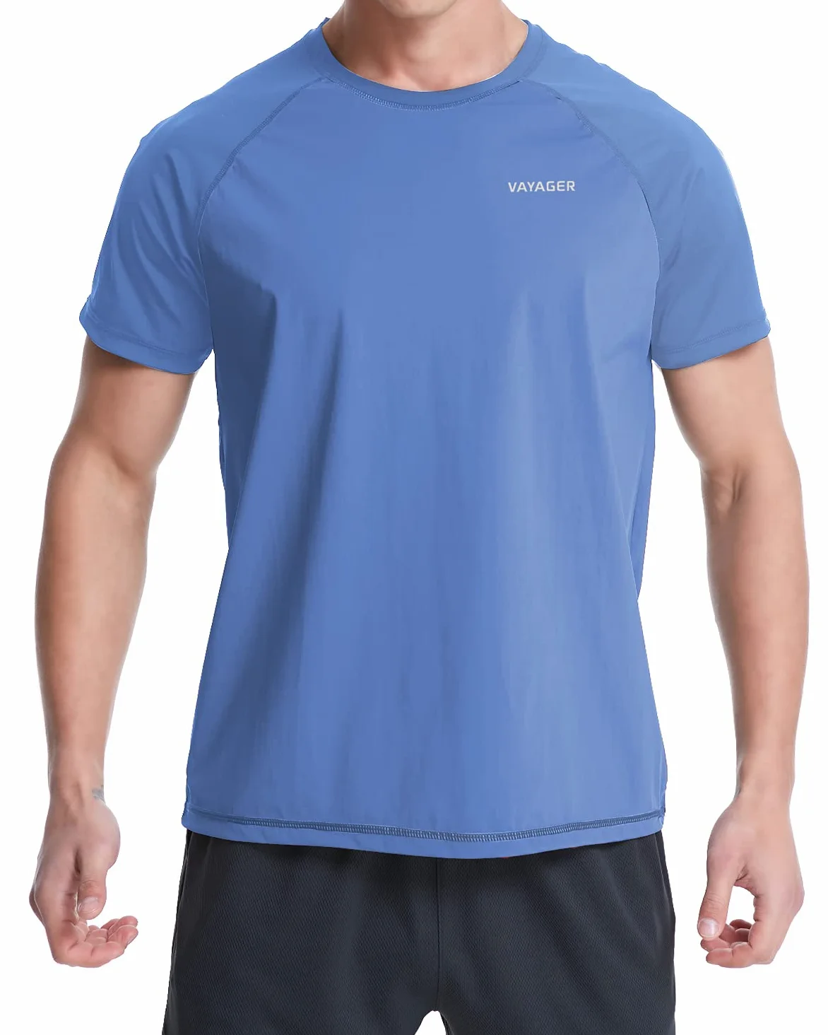 VAYAGER Camiseta de Natación de Manga UPF 50+ Corta para Hombre Secado Rápido Protección UV Solar Rendimiento al Aire Libre