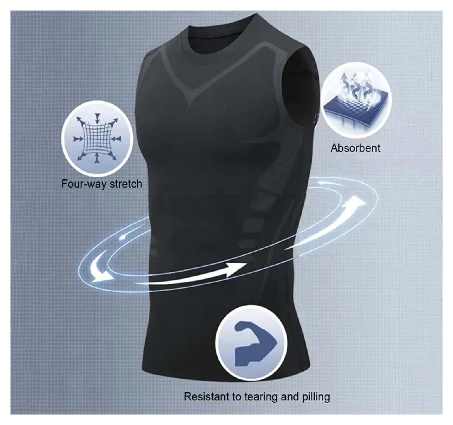 Camiseta CompresióN Hombre 2 uds chaleco moldeador for hombres, chaleco adelgazante, camisas de compresión moldeadoras de cuerpo, camiseta sin mangas, camisetas de Fitness sin mangas con Control de ba