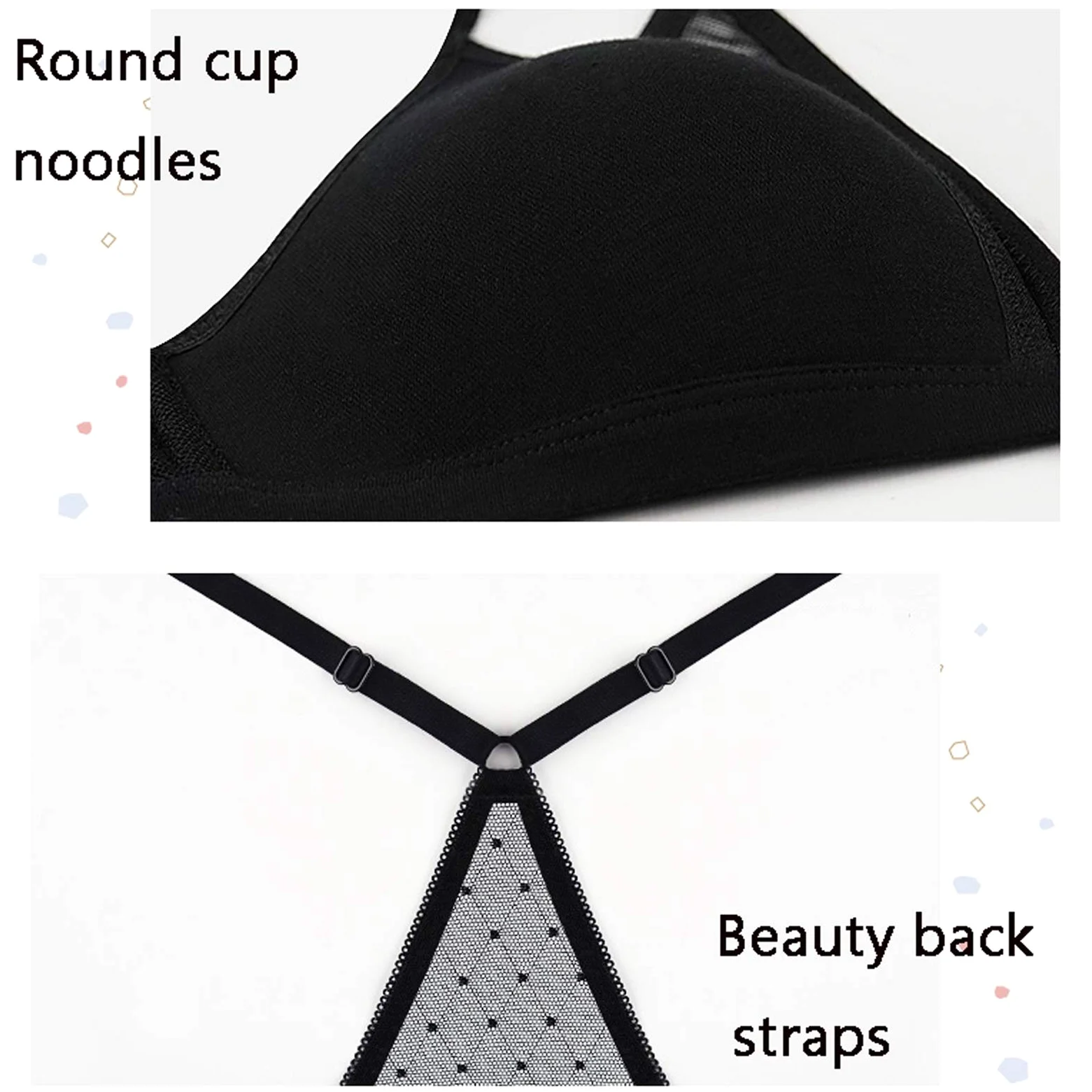 Bralette triángulo para mujer, sujetador y bragas sexys sin alambre, 2 piezas, soporte cómodo para cuello en V profundo (color rosa, tamaño: 80 C)