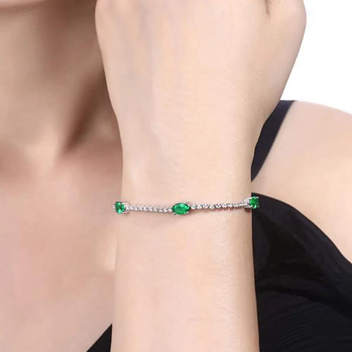Pulsera Oro Blanco 9 Kilates / 14 Kilates / 18 Kilates Mujer, Oval con Zafiro y Diamante, Cadena 16 CM, Pulseras de Cadena Plata Azul Mujer