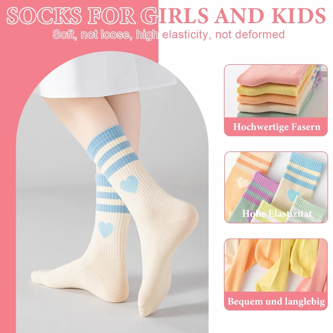NHQZ 5 Pares calcetín Corazón Tenis Niña, Algodón, Calcetines Blancos Mujer