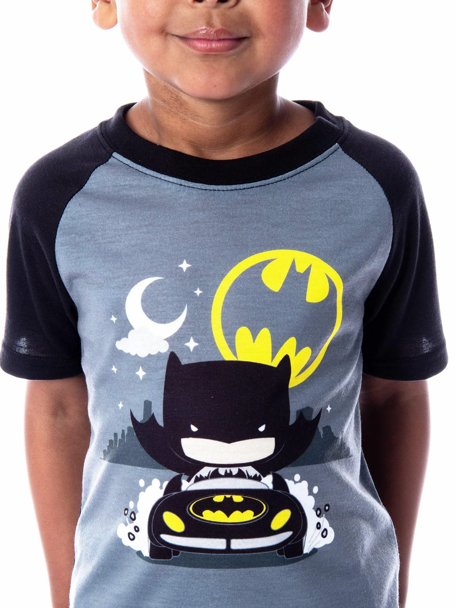 DC Comics - Pijama de Batman para niños pequeños y niñas, juego de pijama de superhéroe de 2 piezas