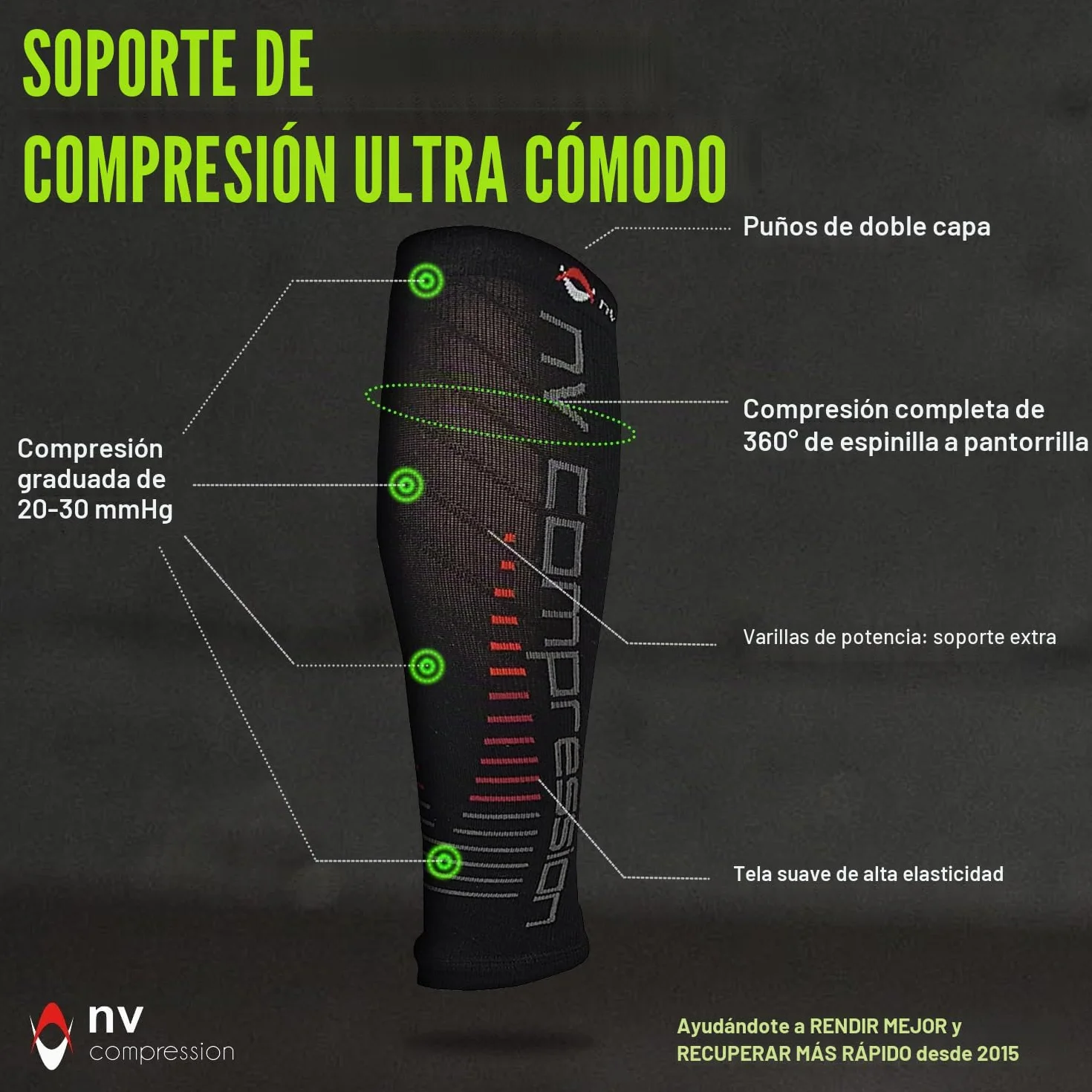 Race and Recover Calentadores de pantorrilla de compresión Negros - Compression Calf Sleeves - Sports Recovery, Work, Flight - Running, Cycling, Gym (Black/Red Stripes, S-M)
