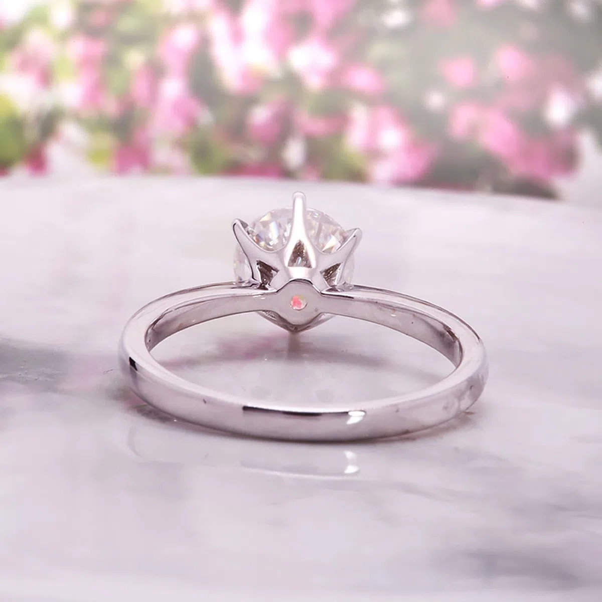 Alianzas de boda para mujer, oro de 14 K/18 quilates, 0,5 quilates, corte redondo, solitario, oro blanco, anillos de compromiso con diamante cultivado en laboratorio para ella