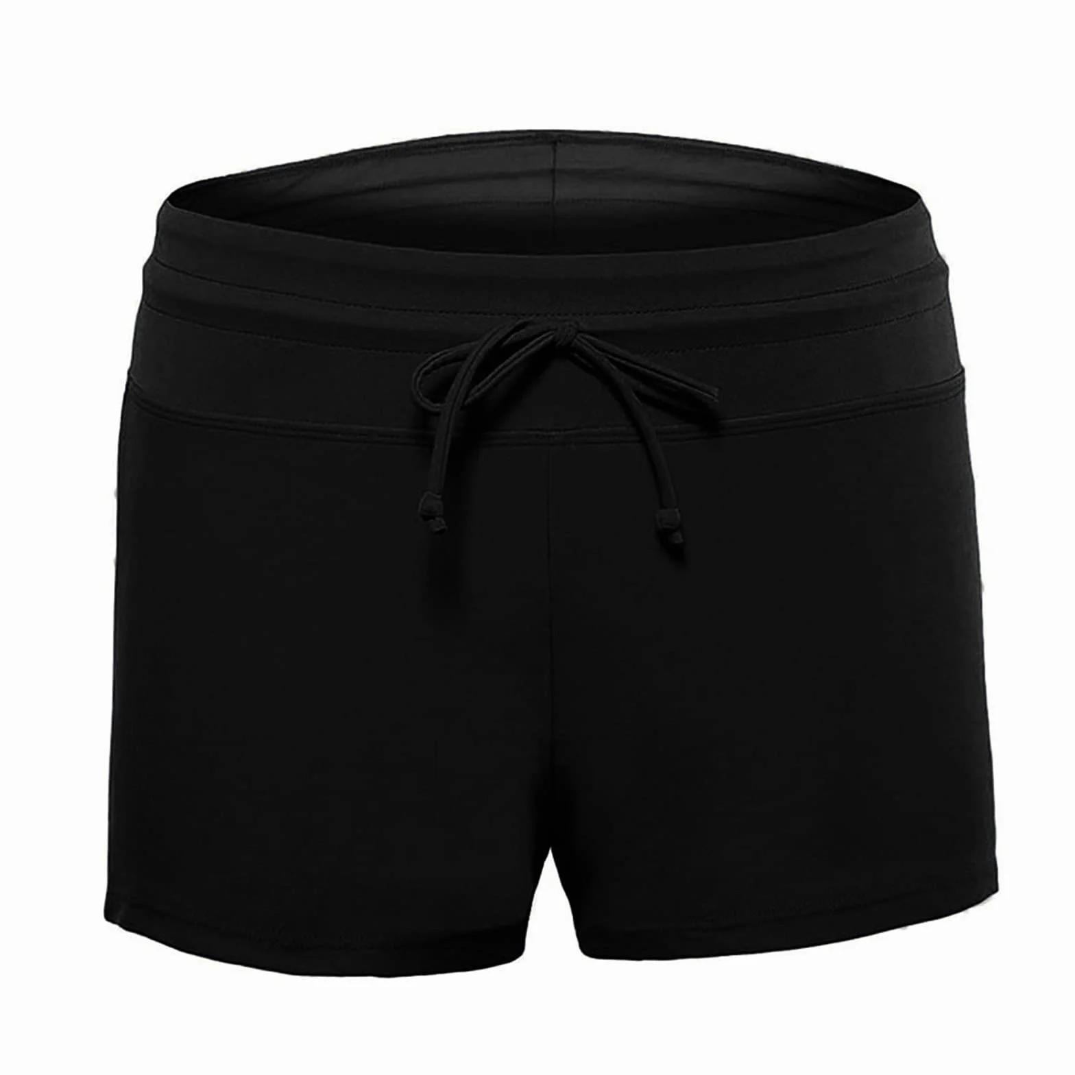 Genérico High Mujeres Beach Bikini Pantalones Cortos Cintura Fruncidos Inferior Baño Shorts Swimwears Tankinis Set