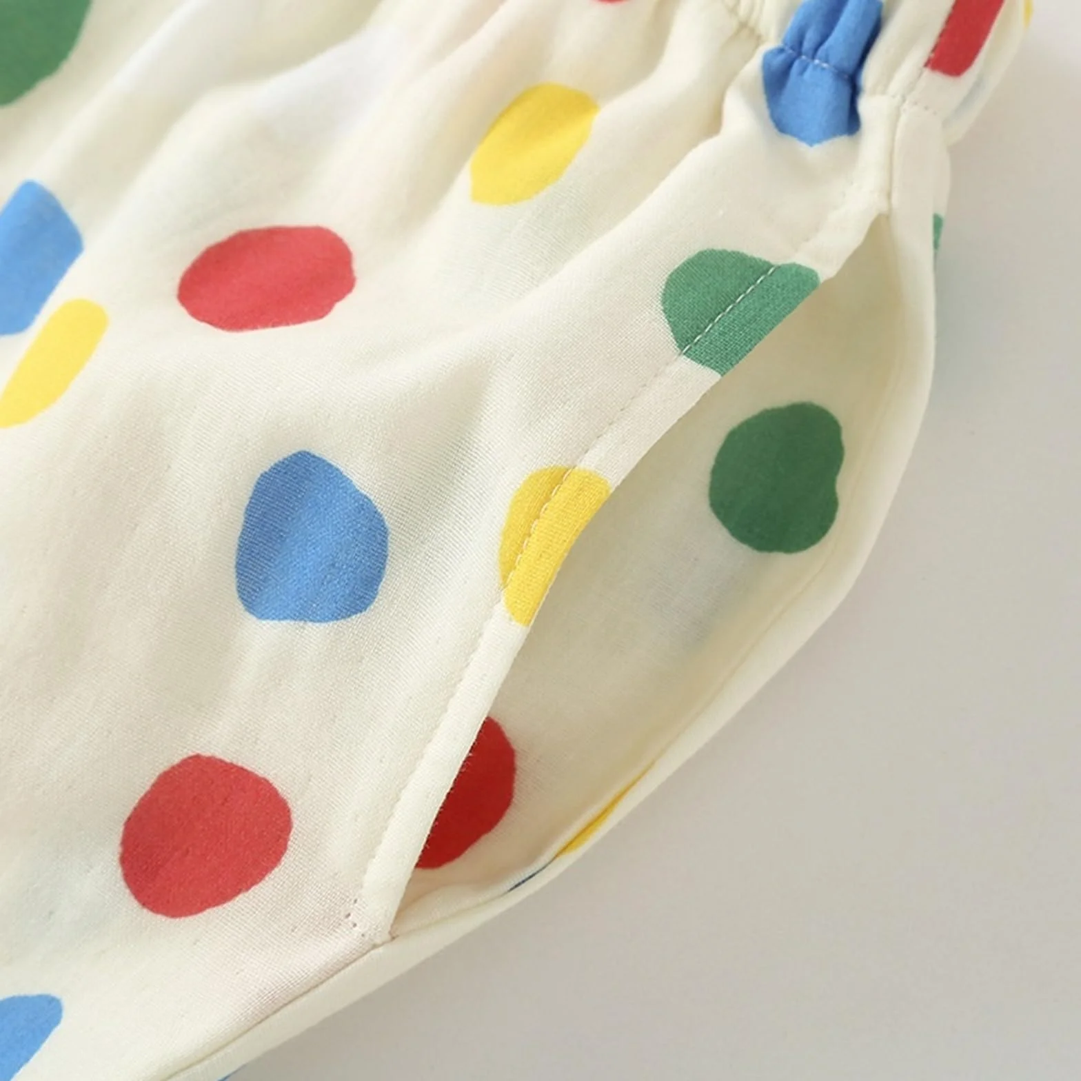 Pijamas de Gasa Doble algodón for Mujer, Ropa Descanso con Cuello Vuelto y Lunares Colores, Pantalones Finos Manga Larga, Conjuntos 2 Piezas para Descanso en casa