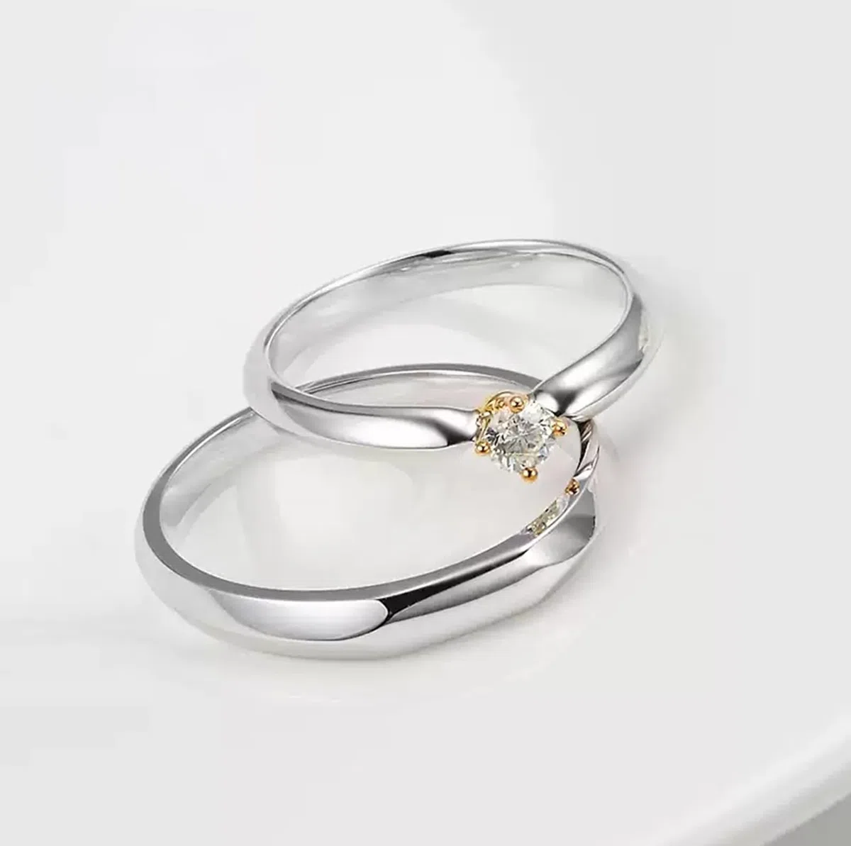 Wycian Anillo Compromiso para Hombre Anillo Oro Blanco Mujer 18 Kilates Plata Polaco Talla 16 Sólido No Chapado Moda para Hermana Graduación Joyas