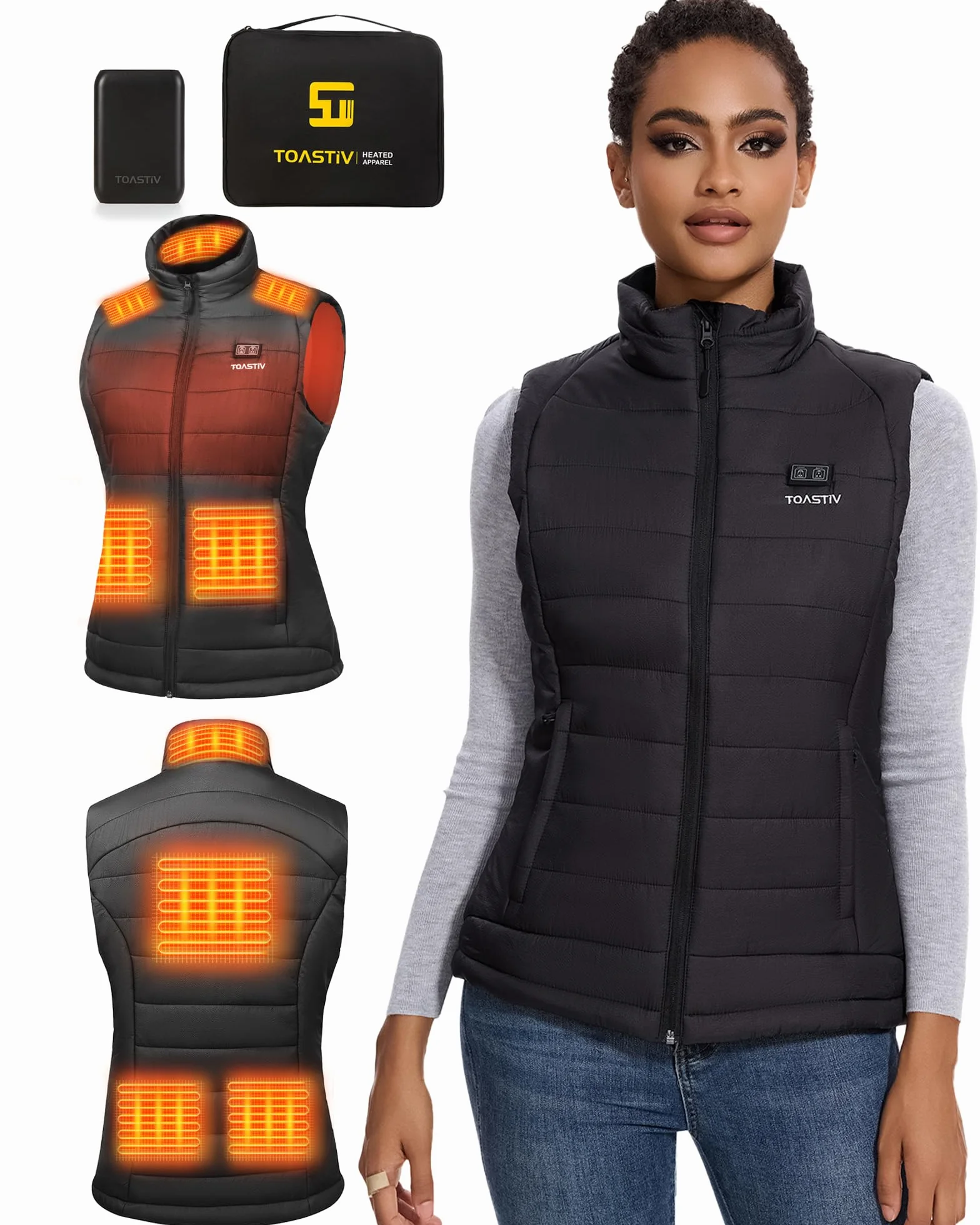 Chaleco Calefactable Mujer 16000mAh 8 Zonas Calefacción 3 Niveles Temperatura Ajustable Eléctrico Lavable