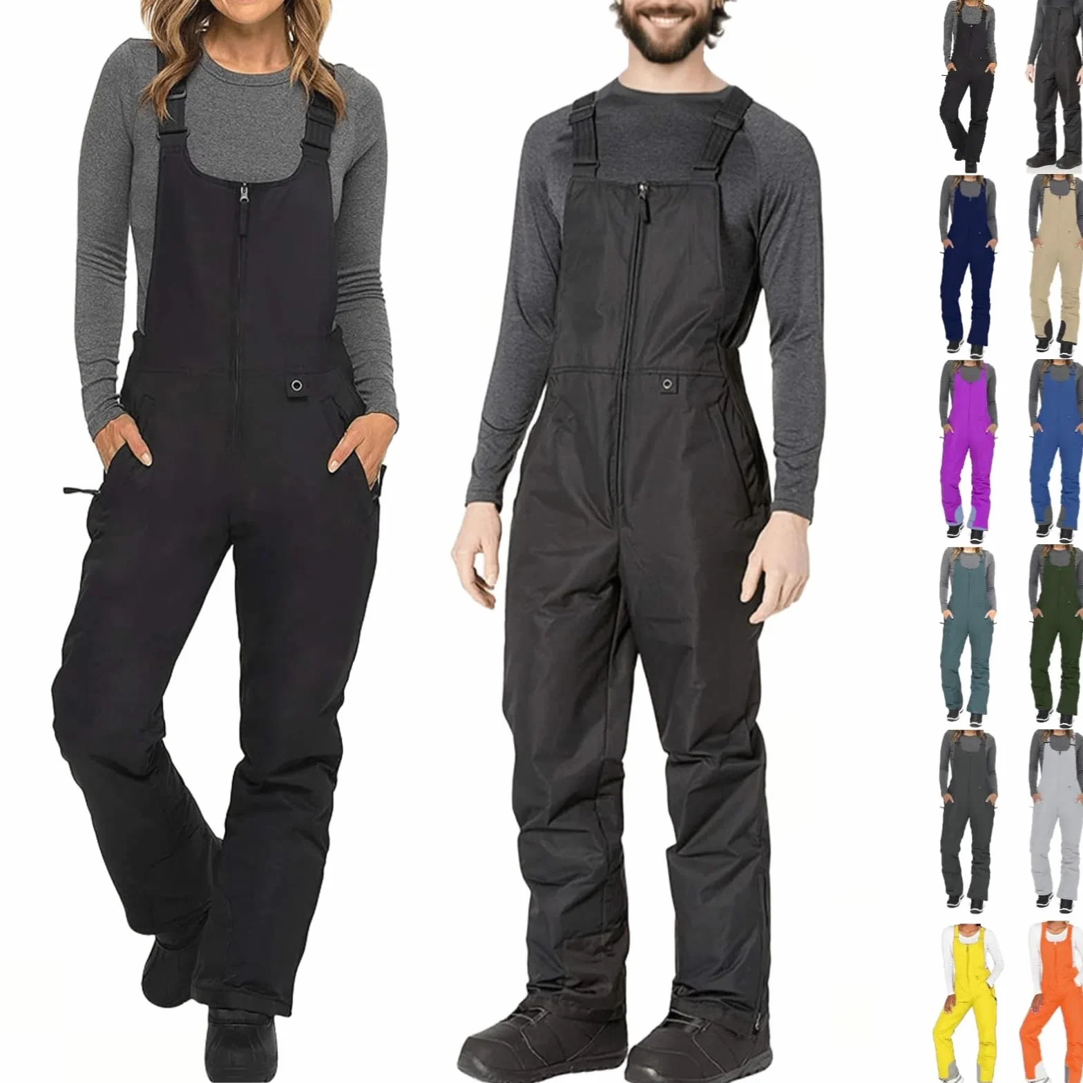 Overol de nieve para hombre impermeable aislado ajuste atlético negro