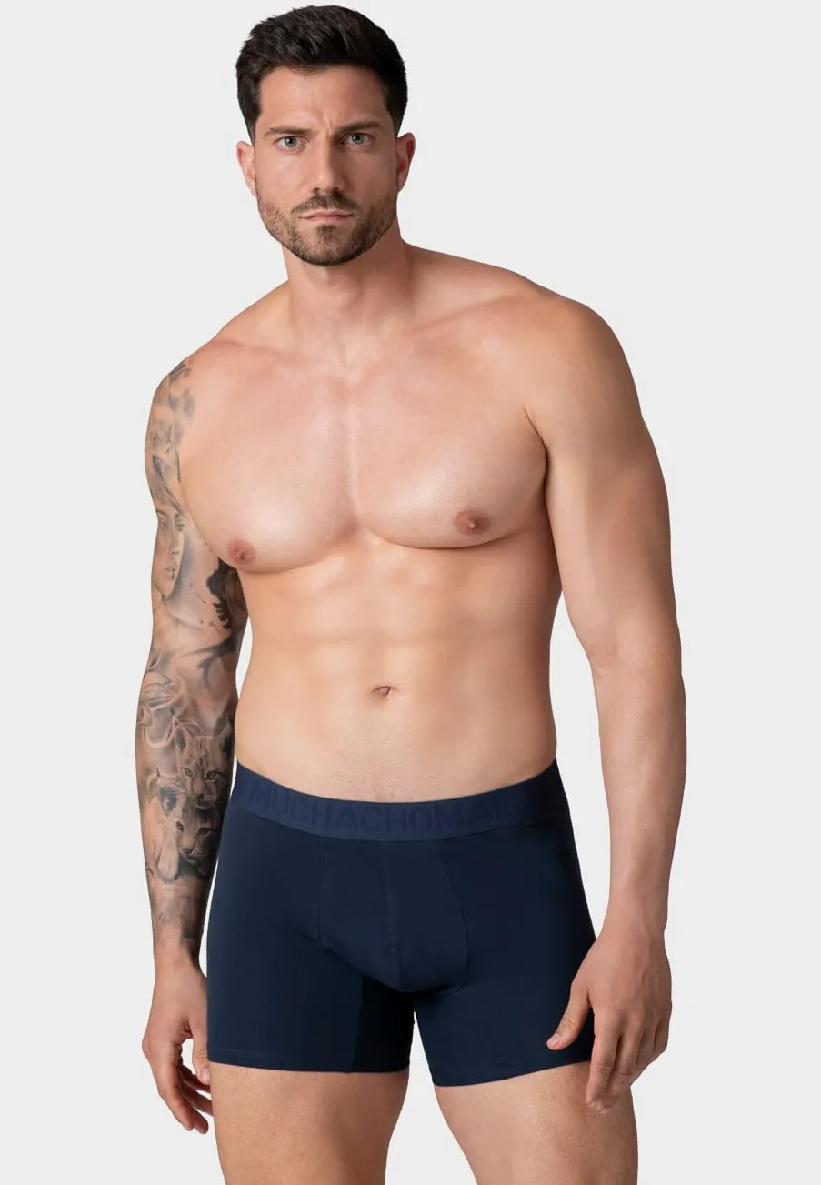 Muchachomalo Calzoncillos para Hombre, Ropa Interior Lisa de Algodón para Hombre, Pack de 2 Unidades, Bóxers Lisos de Corte Clásico con Cintura Elástica