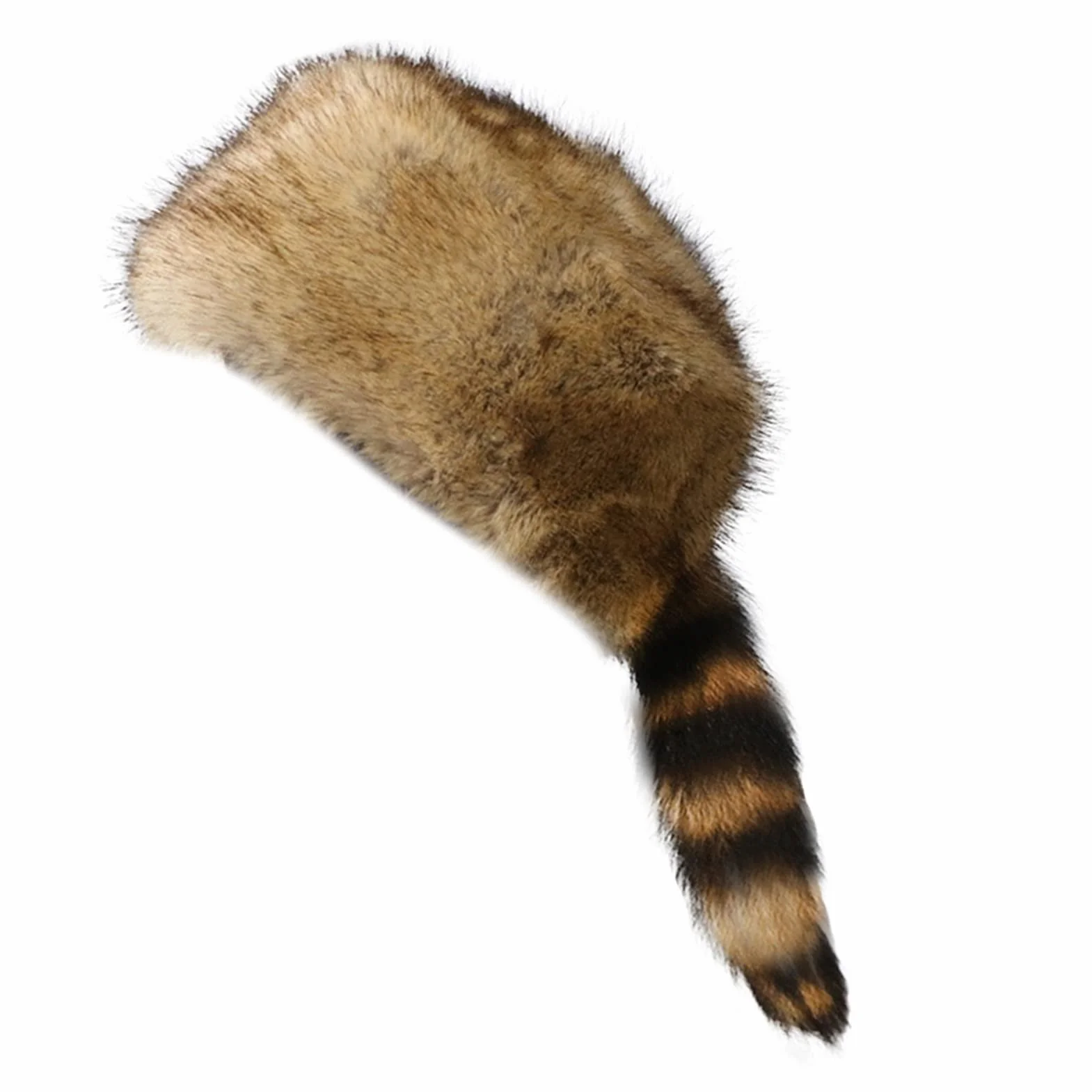 Altsuceser Gorra de piel sintética con cola de mapache y parte superior plana, sombrero de cola de mapache para invierno
