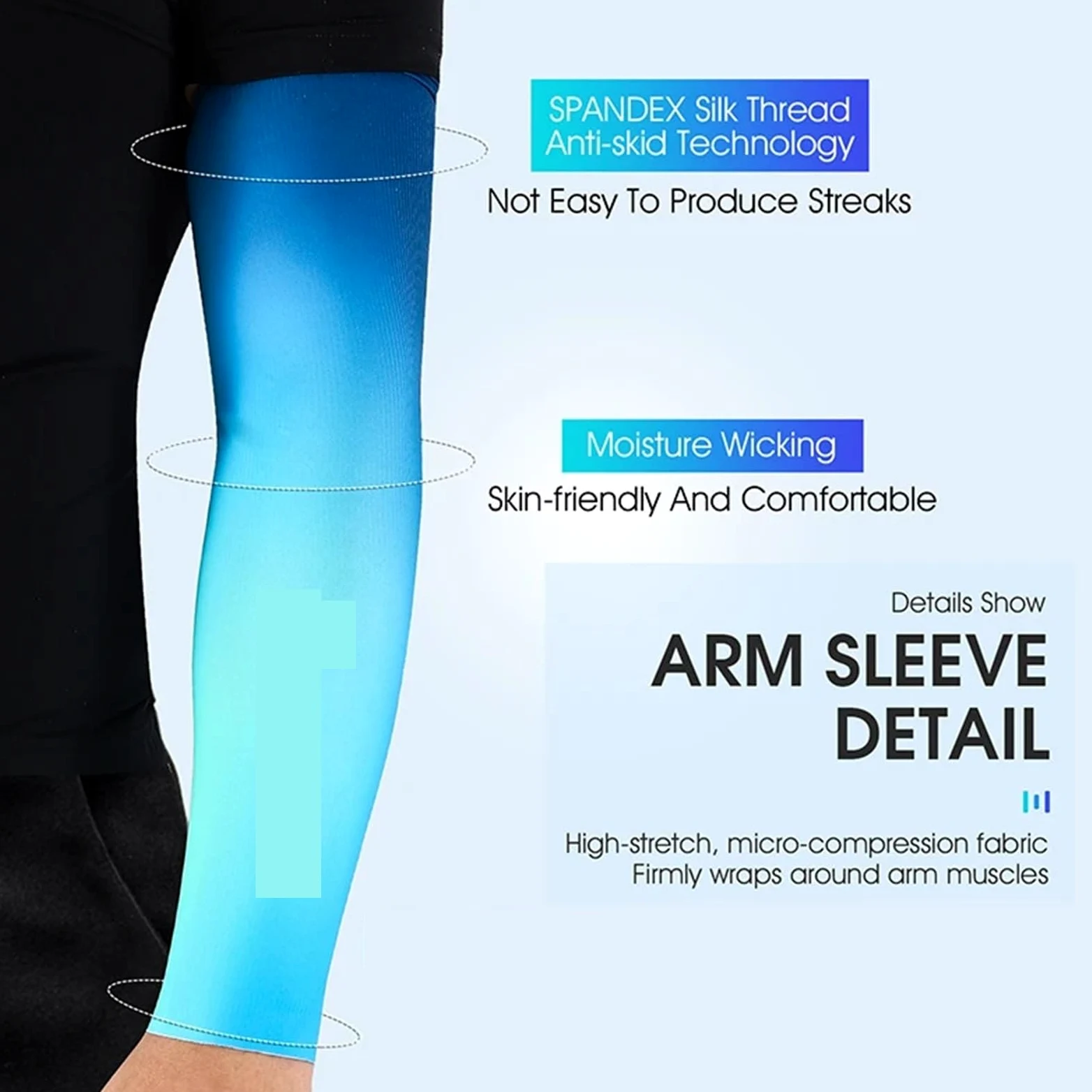 Mangas De Brazo Frescas De Verano Color Degradado Fitness Manga De Protección Solar for Pesca Equipo De Ciclismo De Seda De Hielo Elástico De Secado Rápido
