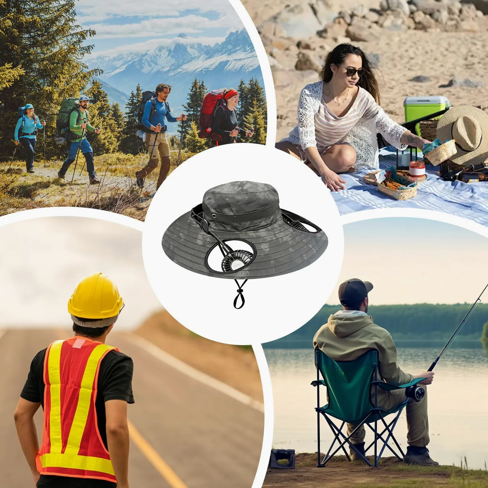 Sombrero de sol, gorras ajustables de ala ancha, sombrero de pesca al aire libre, para acampar al aire libre, correr, jardinería, viajes, vacaciones, pesca, festival, verano