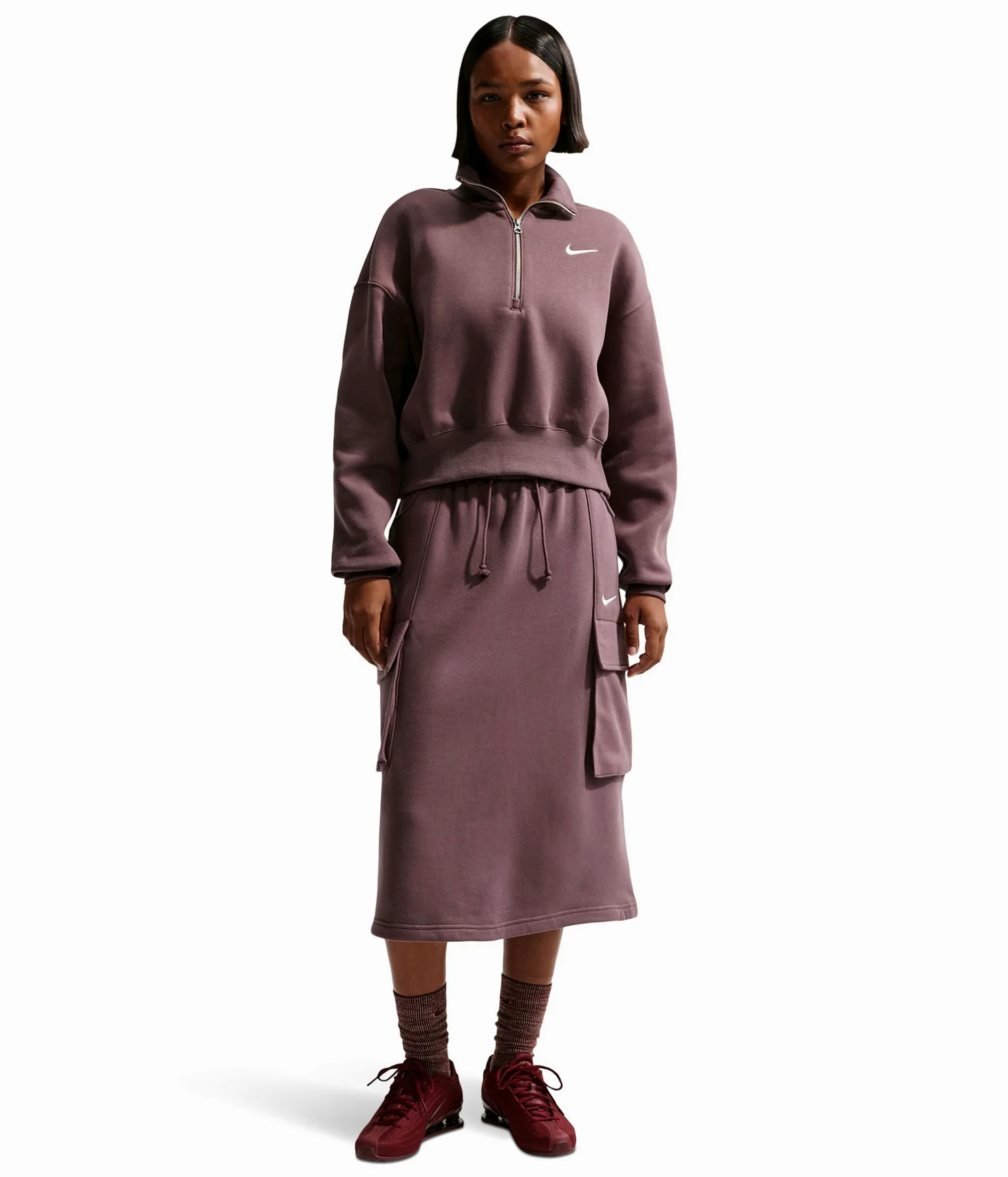 NIKE W NSW Phnx FLC Qz Crop Sweatshirt Mujer (Pack de 1)