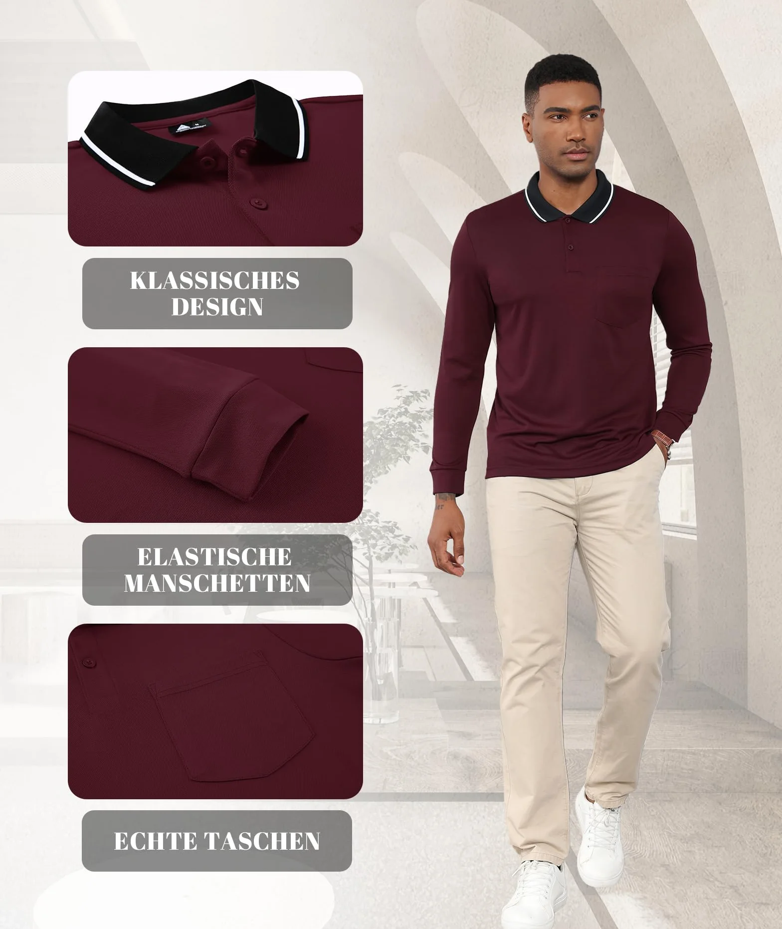 SwissWell 3 Pack Polos Manga Larga Hombre Transpirable Golf