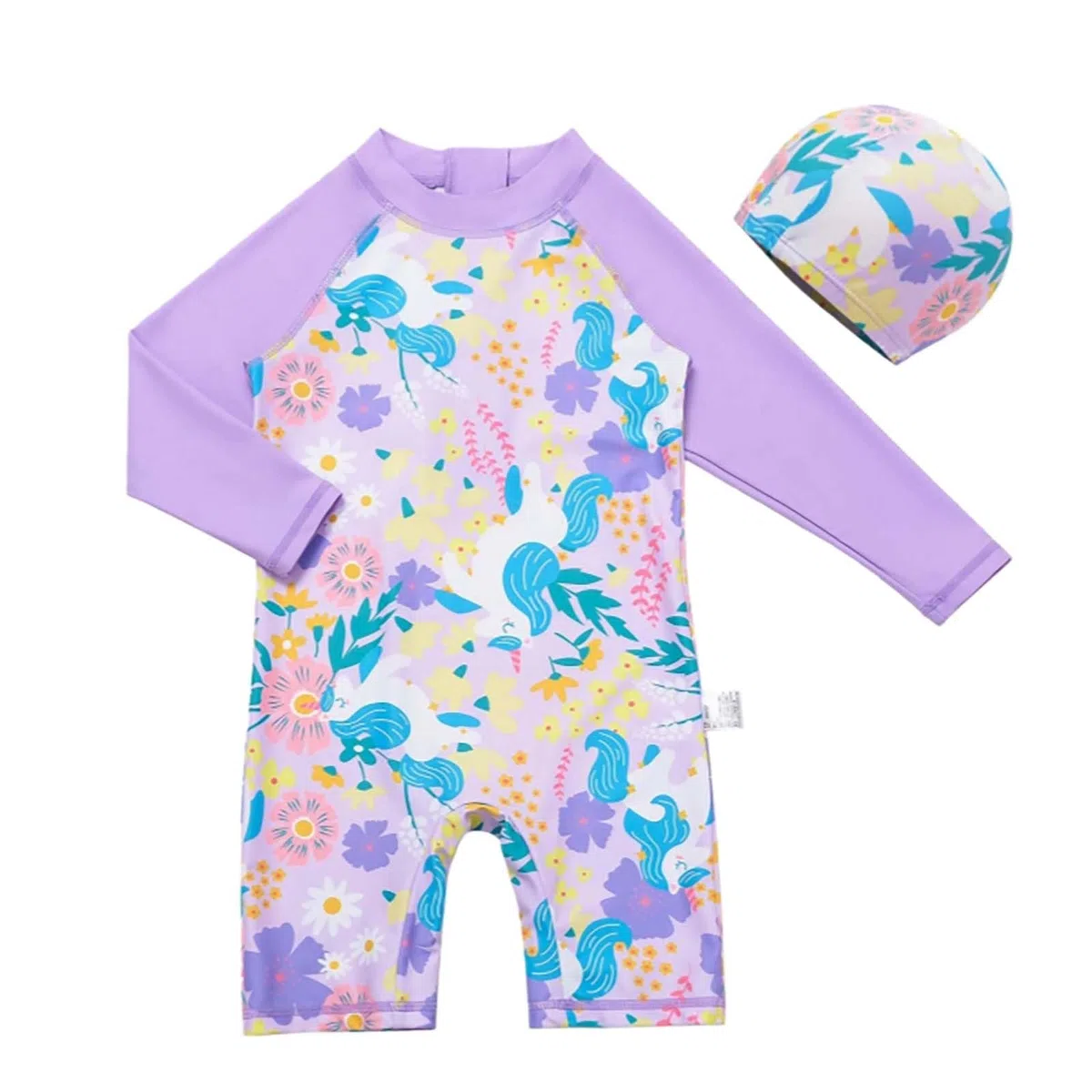 Generisch Bañador deportivo para niña de manga larga Rashguard y bañador UPF 50, protección solar, traje de baño de dos piezas para natación, playa y piscina