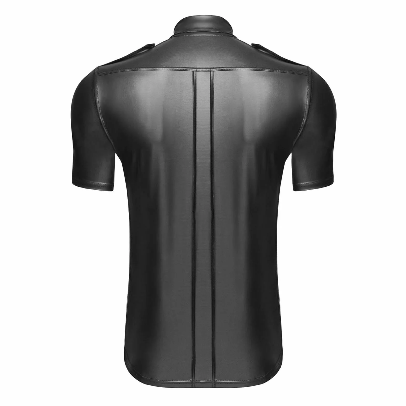 Camisa Estampada Hombre - Camisa De Cuero Sexy para Hombre Cuero Mat Ropa De Actuación Discotecas Escenario Cuero Patent