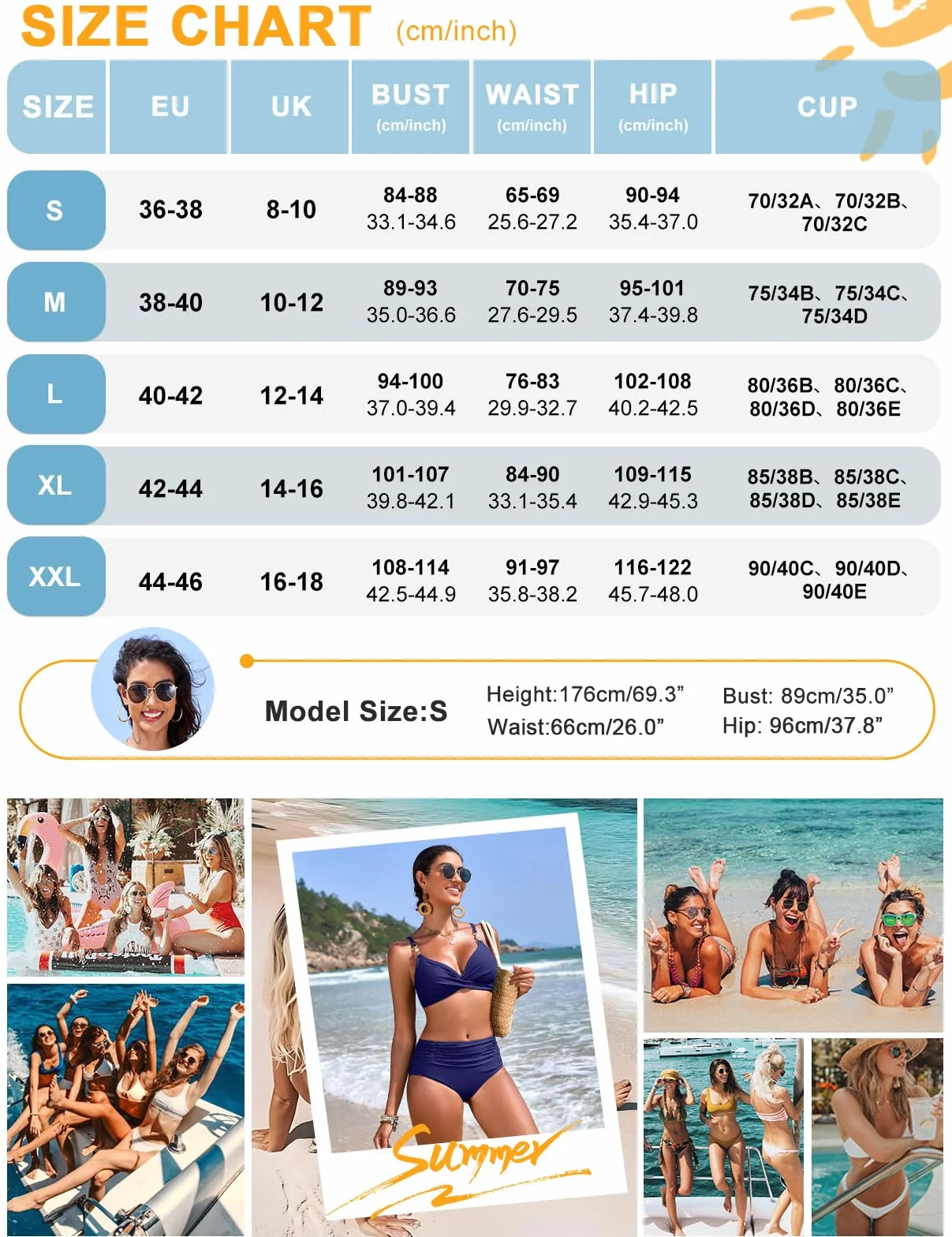 Nadeer Traje de Baño Mujer Top Cruzado Cuello en V Dos Piezas con Perlas Sexy Bikini Control Vientre Cintura Alta Bañador Playa