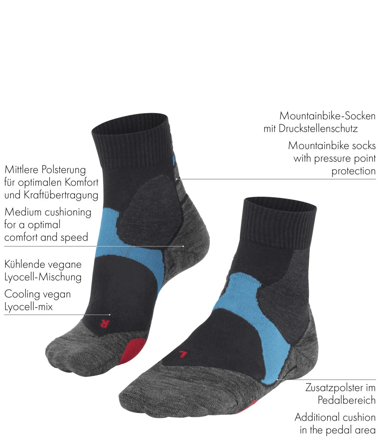 FALKE BC3 Comfort Unisex Calcetines Biking | con acolchado medio para mayor comodidad
