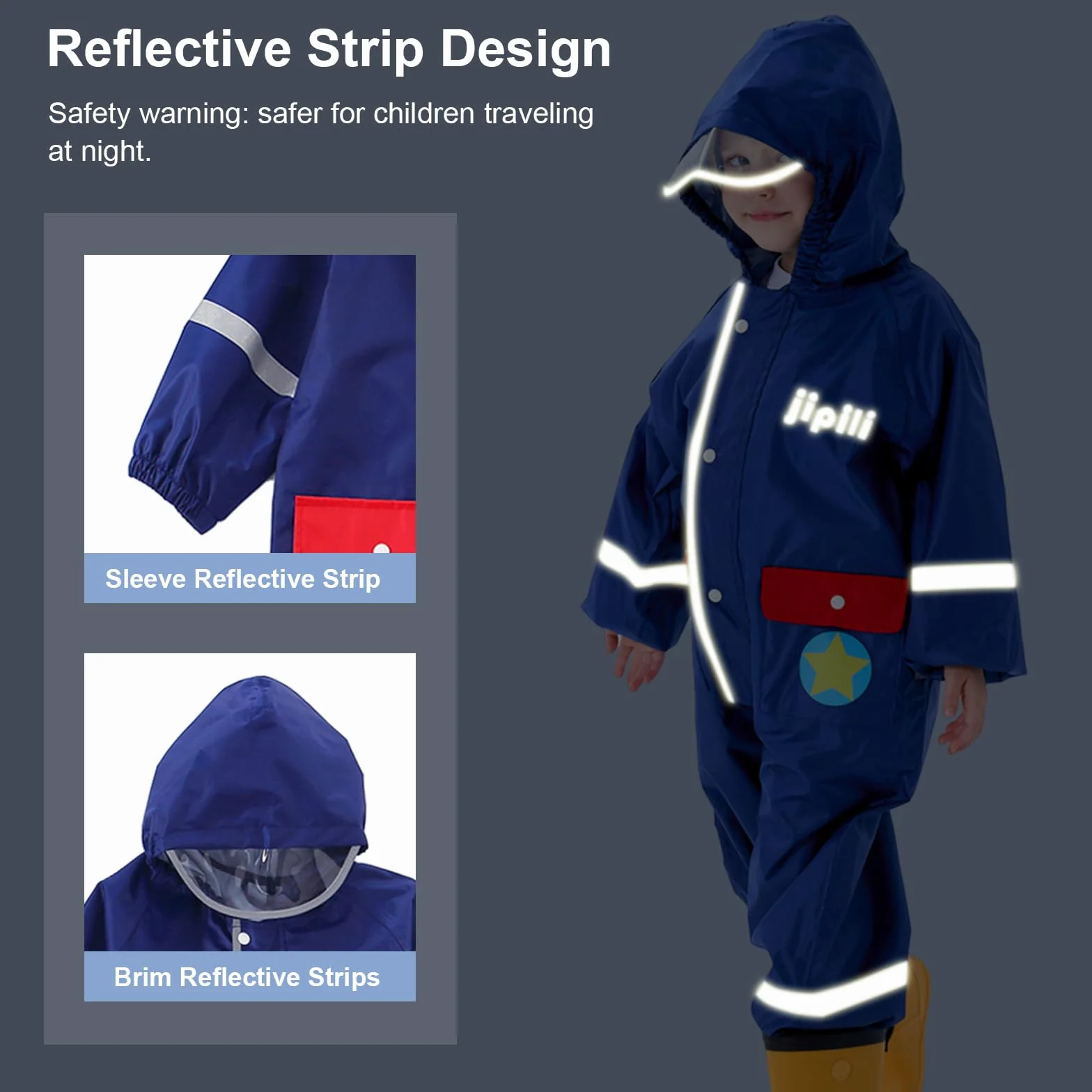 Traje de Lluvia Niños Niñas Chubasquero de Una Pieza Niños Mono Impermeable Lindo Dibujo Poncho de Lluvia Ligero Traje de Barro Unisex Ropa de Lluvia 1-10 Años
