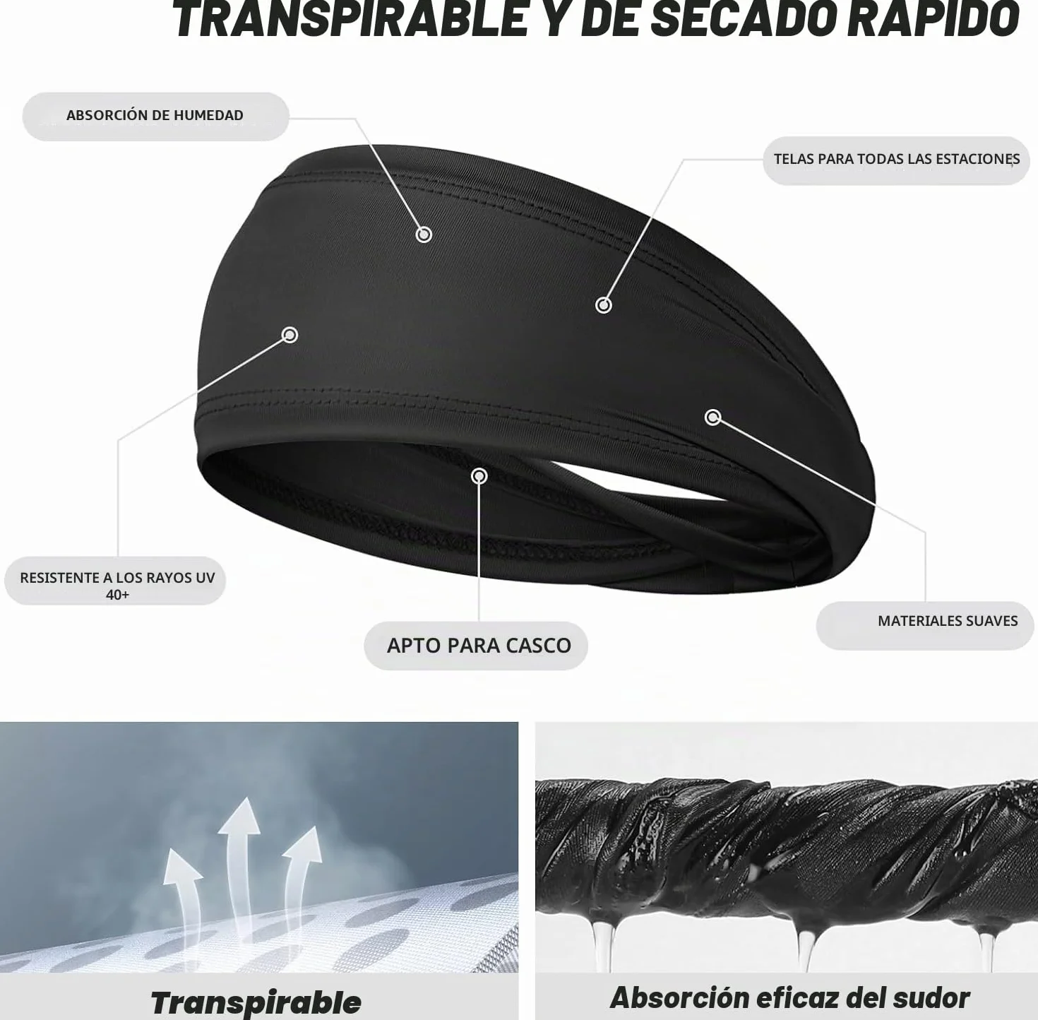 Cinta Pelo Deporte 4 Pcs Diadema Hombre Antiscivolo Elástico Headband Accesorios Running