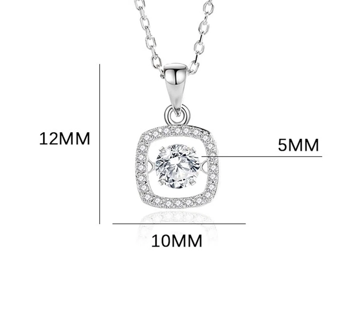 Collares para mujer de oro blanco de 9 K/14 K/18 K, cuadrados huecos y redondos con diamante creado de 0,5 quilates y moissanita, collares con colgante de plata para mujer