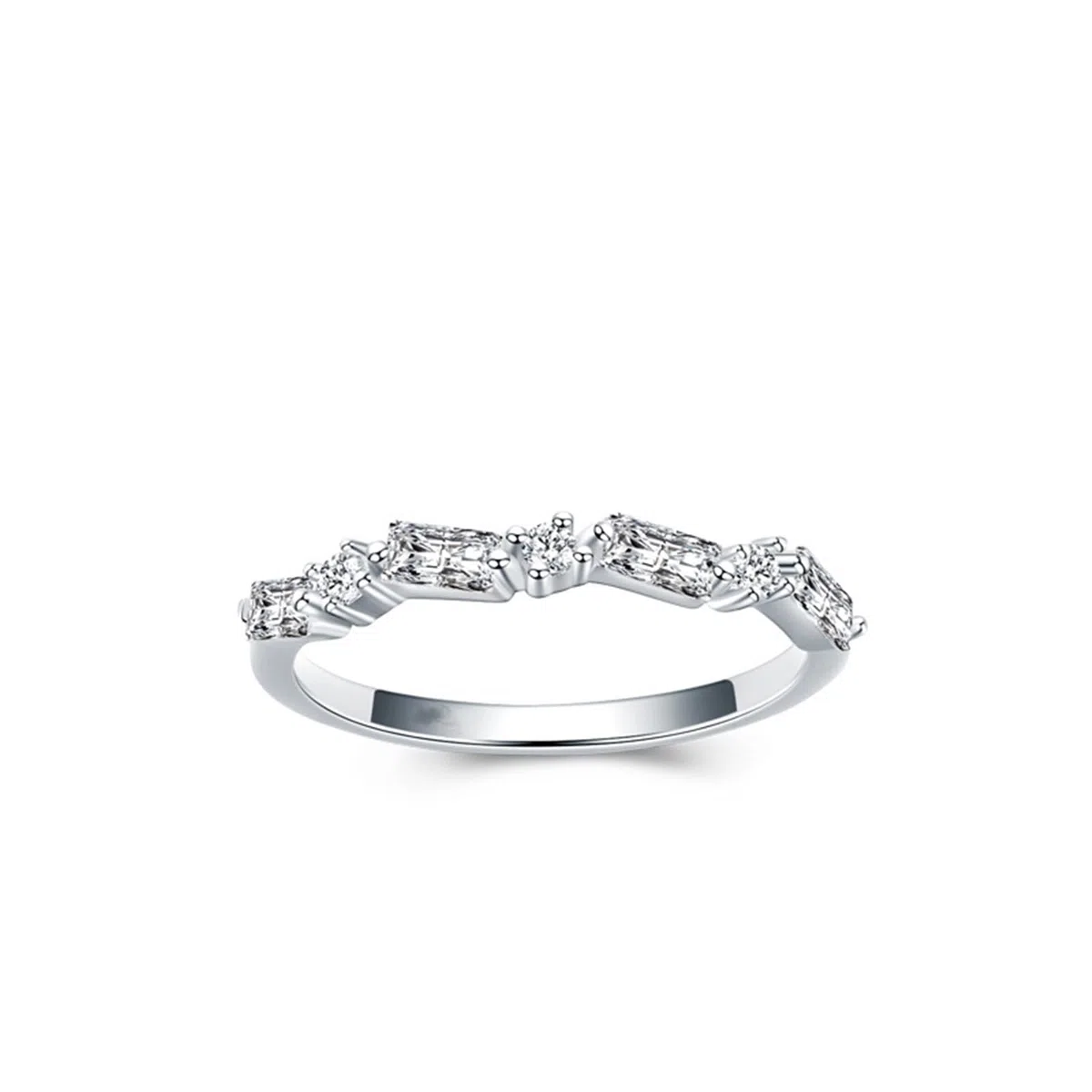 Anillo de oro para mujer, anillo de boda de oro real con diamante cultivado en laboratorio, alianzas de boda de oro blanco, media eternidad, para mujeres