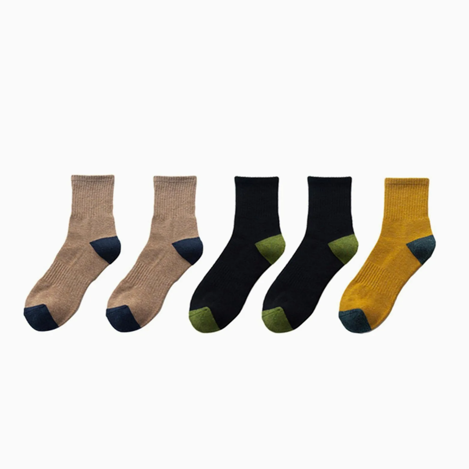 UKKO Calcetines de Hombre Calcetines De Hombre Caliente De Invierno Thicke Terry Transpirable Calcetines Casuales Masculinos-2 Coffee 2 Black 1 Turmeric