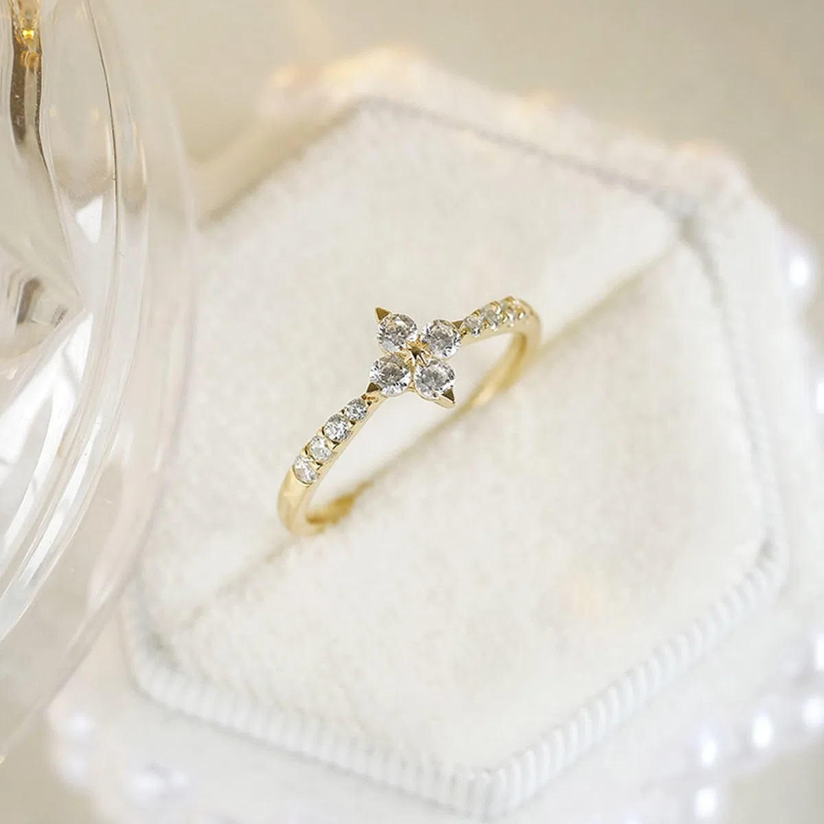 Alianzas de oro amarillo de 9 K/14 K/18 K con moissanita, forma de cruz