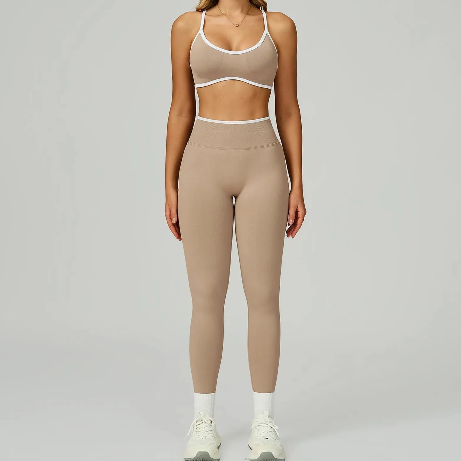 Set de Yoga Mujer Conjuntos de Yoga sin Costuras for Mujer, Trajes Gimnasio y Fitness, chándales Entrenamiento, Ropa Deportiva Femenina Sexy Larga, 2 uds