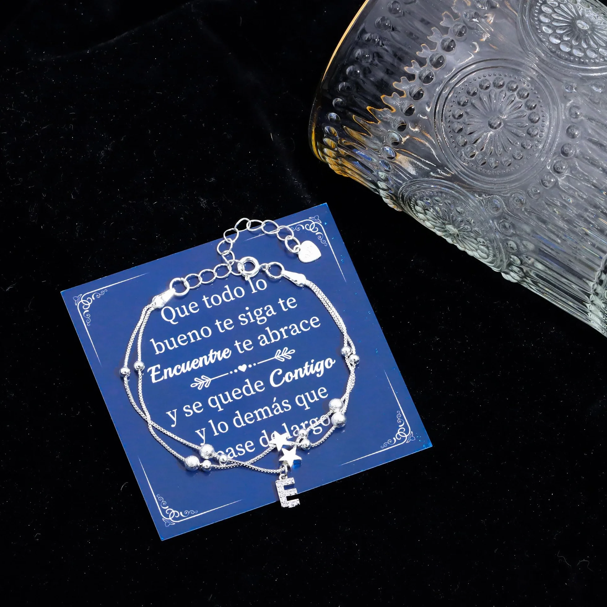 Pulsera de Plata con Letras Iniciales Regalos para Mujeres Amigas Hermanas