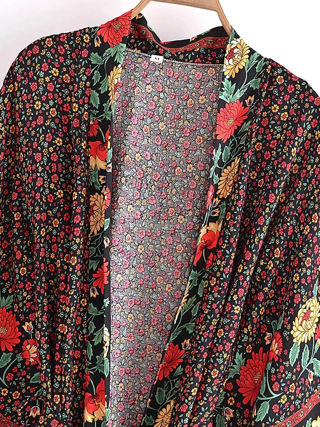 Disimlarl Kimono bohemio floral para mujer, traje de baño, mangas de murciélago, bata de bikini, ropa de playa