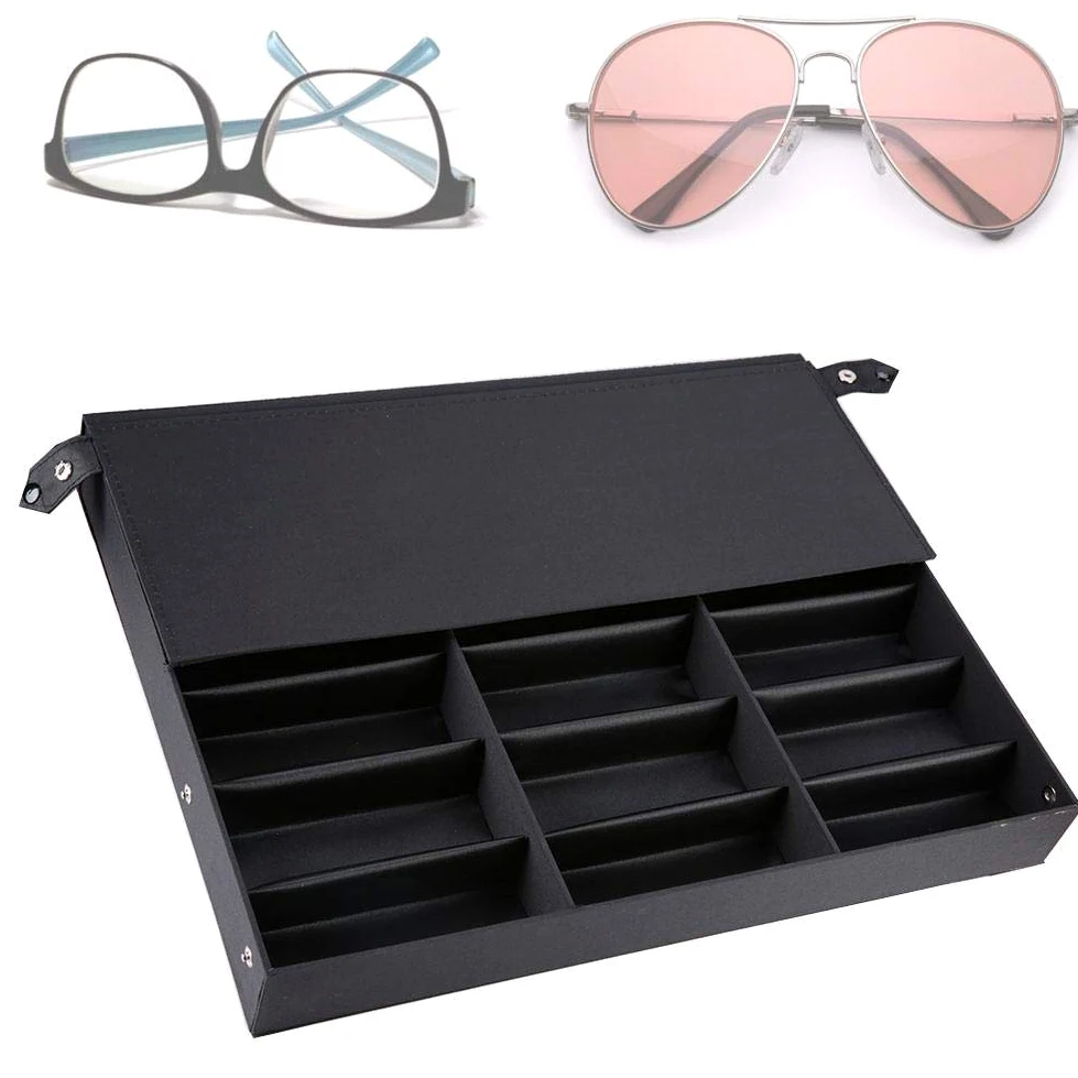 Wakects Expositor para Gafas y Joyas, Caja Organizadora de 18 Compartimentos, 47 x 37 x 6 cm