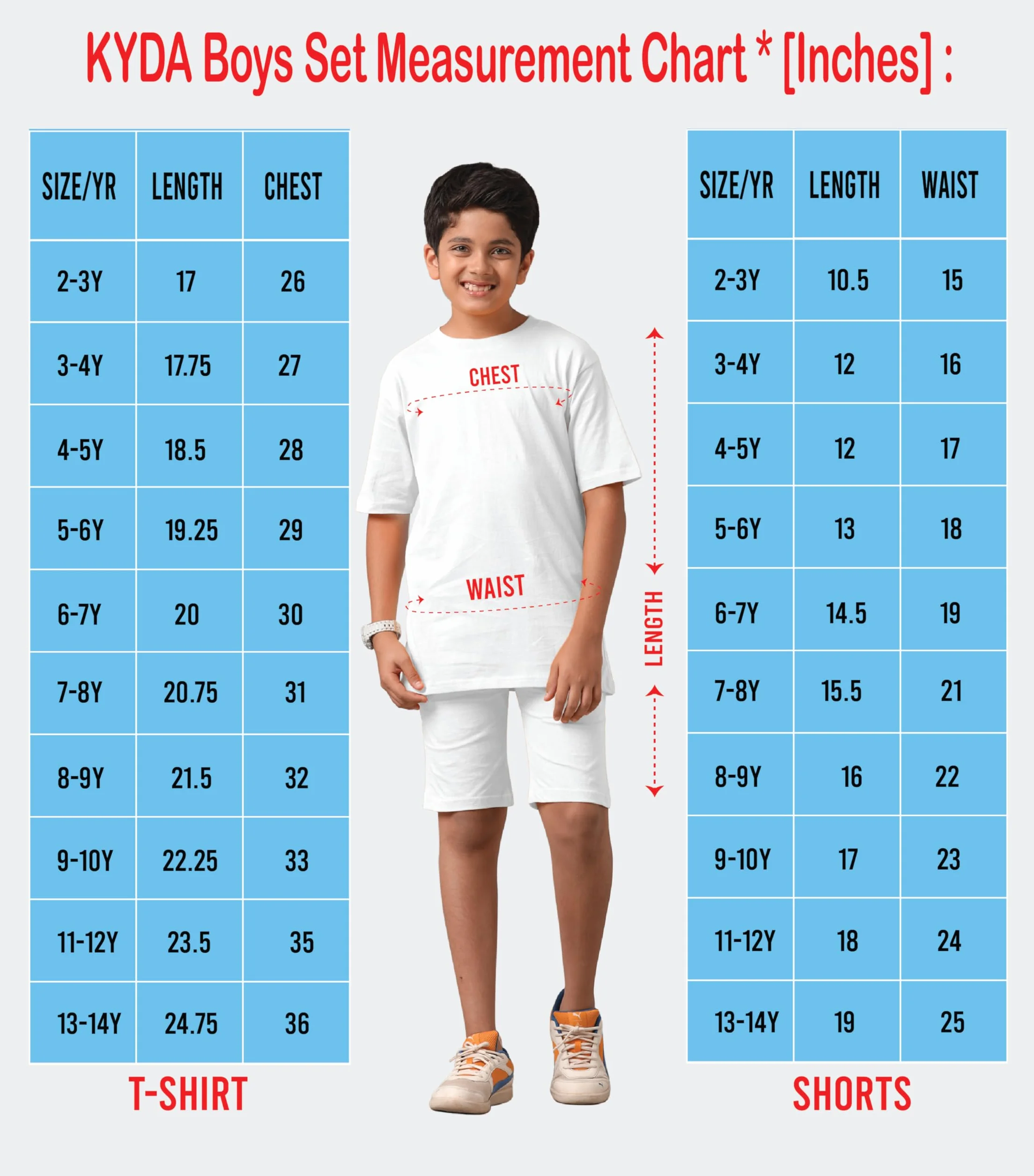 KYDA KIDS Camiseta y pantalón corto 100 % algodón puro estampado para niño