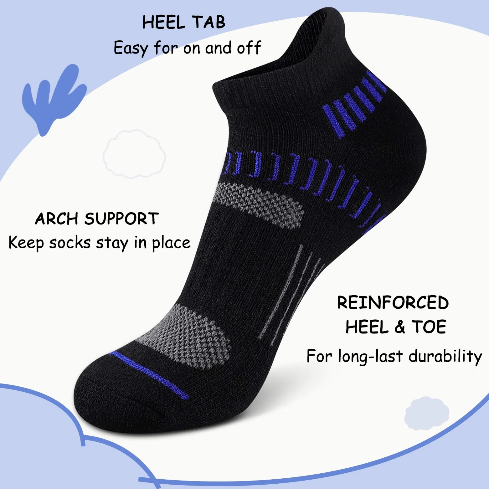 Comfoex 10 pares de calcetines deportivos para niños de 4 a 6, 8 a 10, 6 a 8 años, calcetines cortos de algodón con suela acolchada