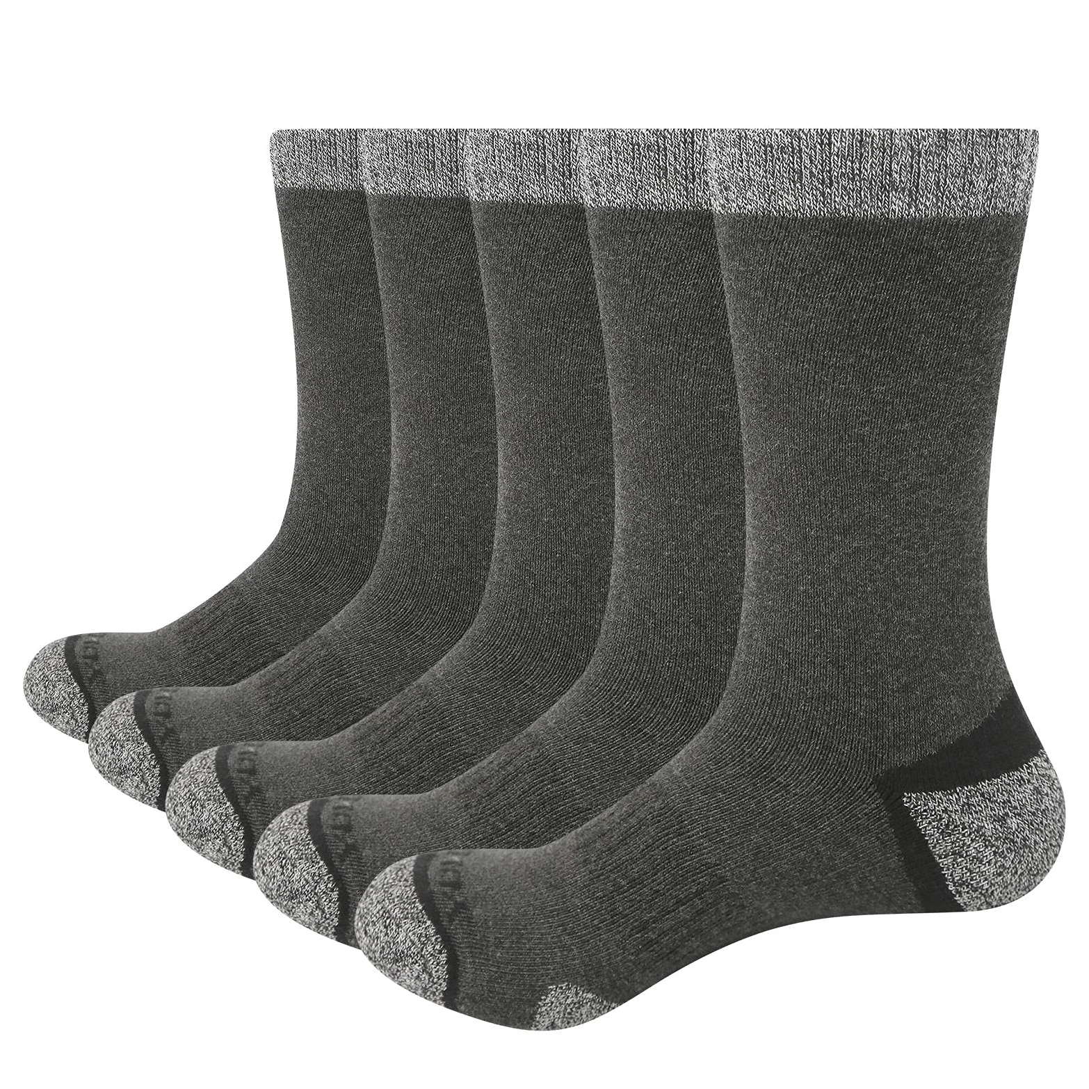 UKKO Calcetines de Hombre Hombres 5 Pares Negro Invierno Cómodo Grueso Cojín De Algodón Confort Calcetines Transpirables-1808Mix,L(Men 6.5-9.5 Us)