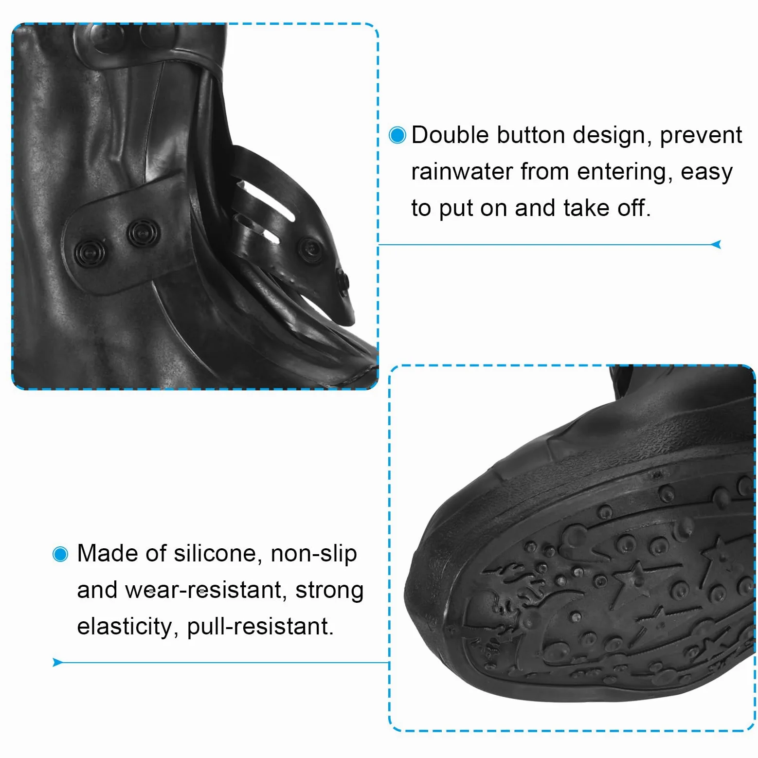 PATIKIL XXXL Cubierta de Zapatos de Silicona Impermeable, 1 Par de Sobrecalzados Reutilizables Antideslizantes para la Lluvia, Nieve y Protección de Botas, al Aire Libre, Negro