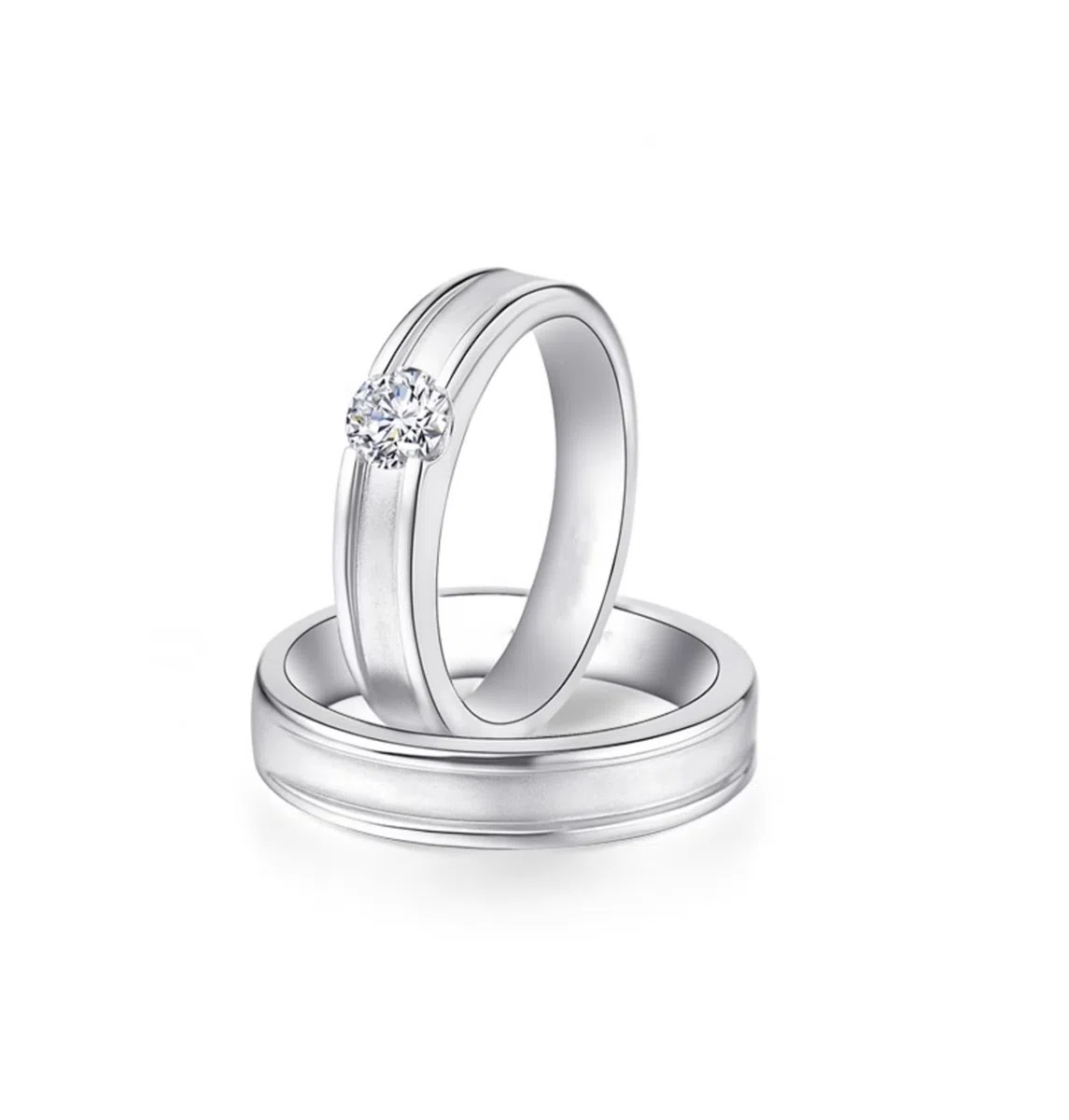 Wycian Anillos de Boda Hombre Anillos Boda Plata Oro Blanco de 14 Quilates Polaco Talla 17 Sólido No Chapado Actualización 3.0 para Esposa Acción de Gracias Joyas