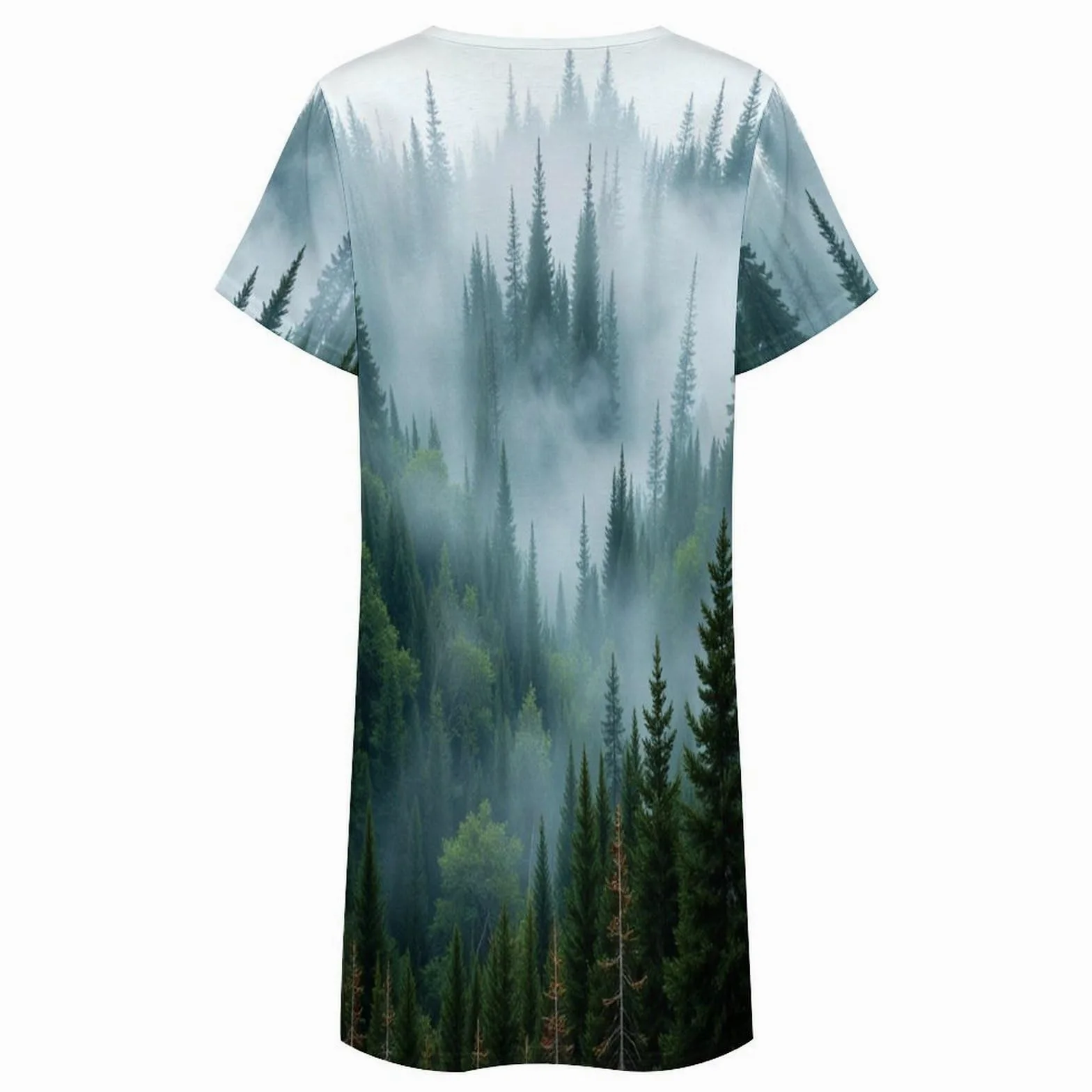 Camisones De Mujer - Bosque Verde Camisón De Manga Corta para Estar En Casa Tallas S-3Xl Holgado Largo Suave para El Verano.