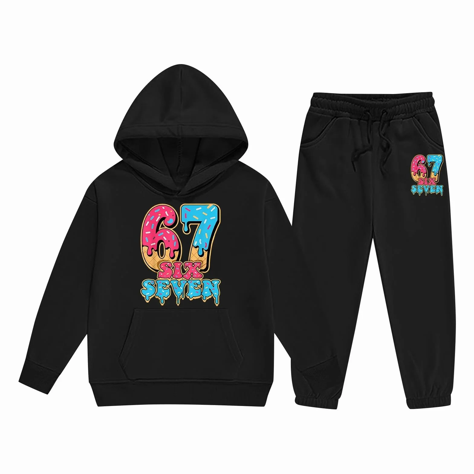 Six Seven - Traje deportivo para niños, unisex, 2 piezas, para el tiempo libre, con capucha y pantalones de chándal