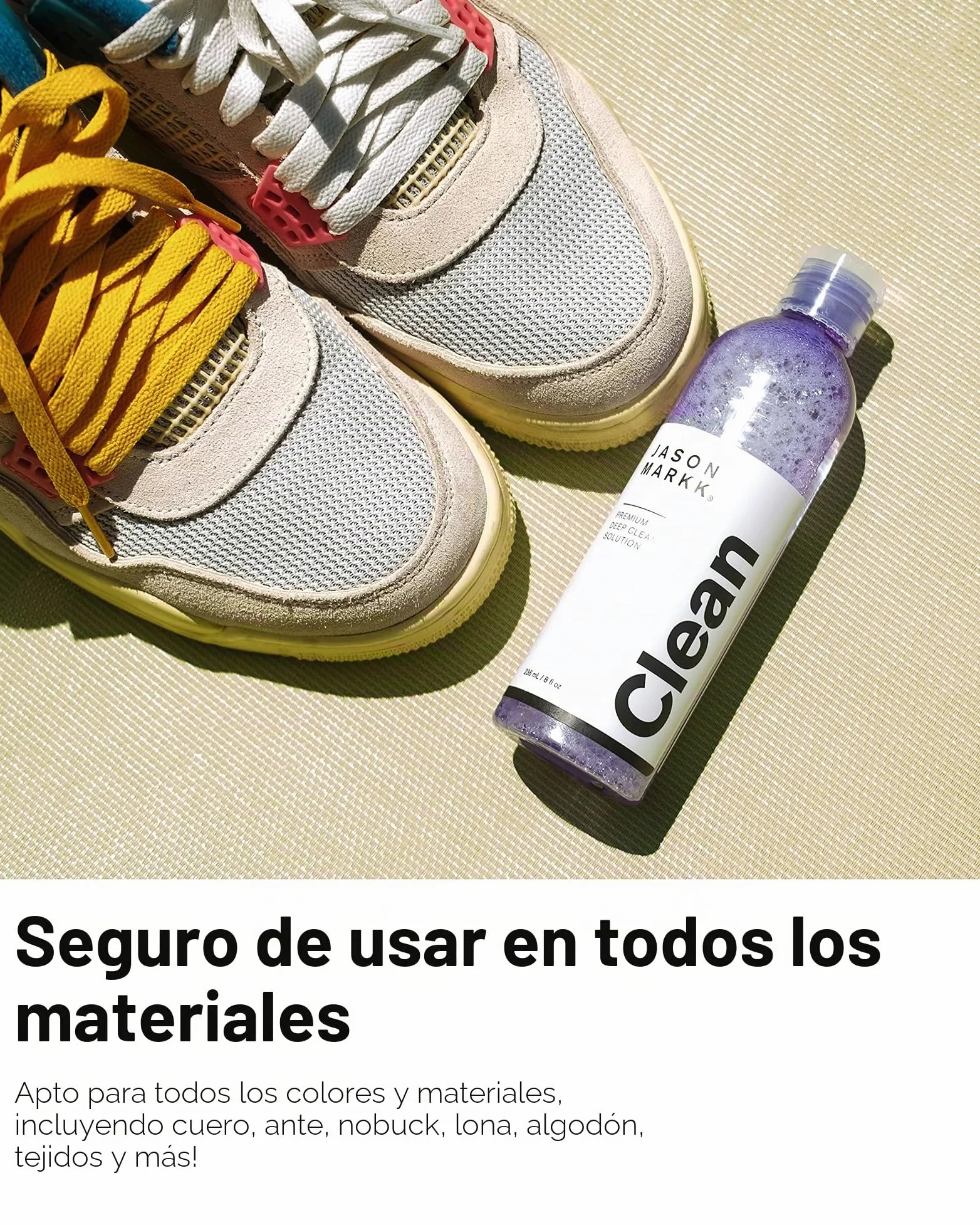 Jason Markk Cepillo para zapatos y limpiador profundo de 8oz/236 ml en set – para la limpieza y cuidado de zapatos y diversos materiales, morado, Einheitsgröße