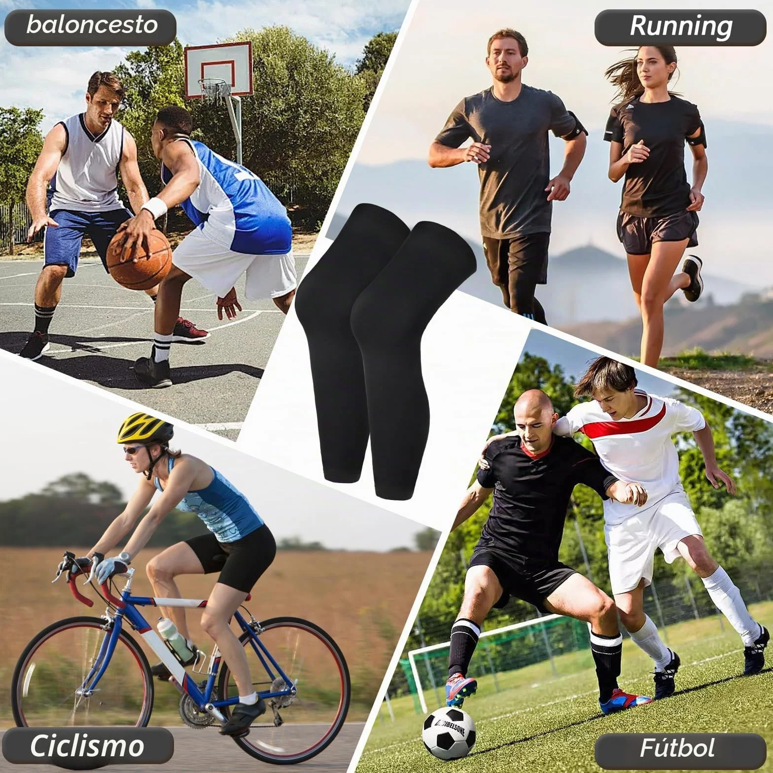 1 par de puños de compresión para las piernas, protección solar UV de verano, tobilleras largas de compresión para ciclismo, correr, baloncesto, hombres y mujeres