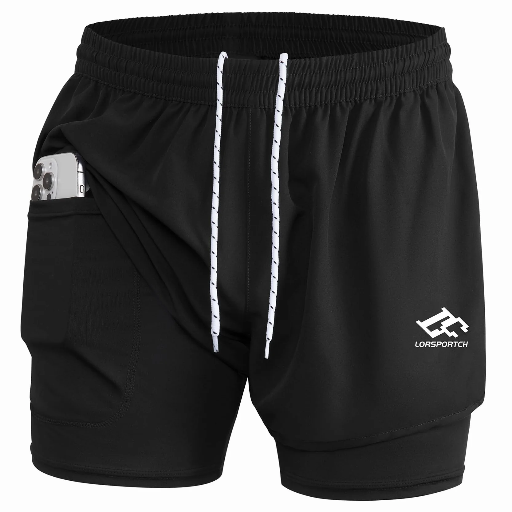 Pantalones Cortos de Running 2 en 1 para Hombre Fitness Entrenamiento maratón al Aire Libre Hombre