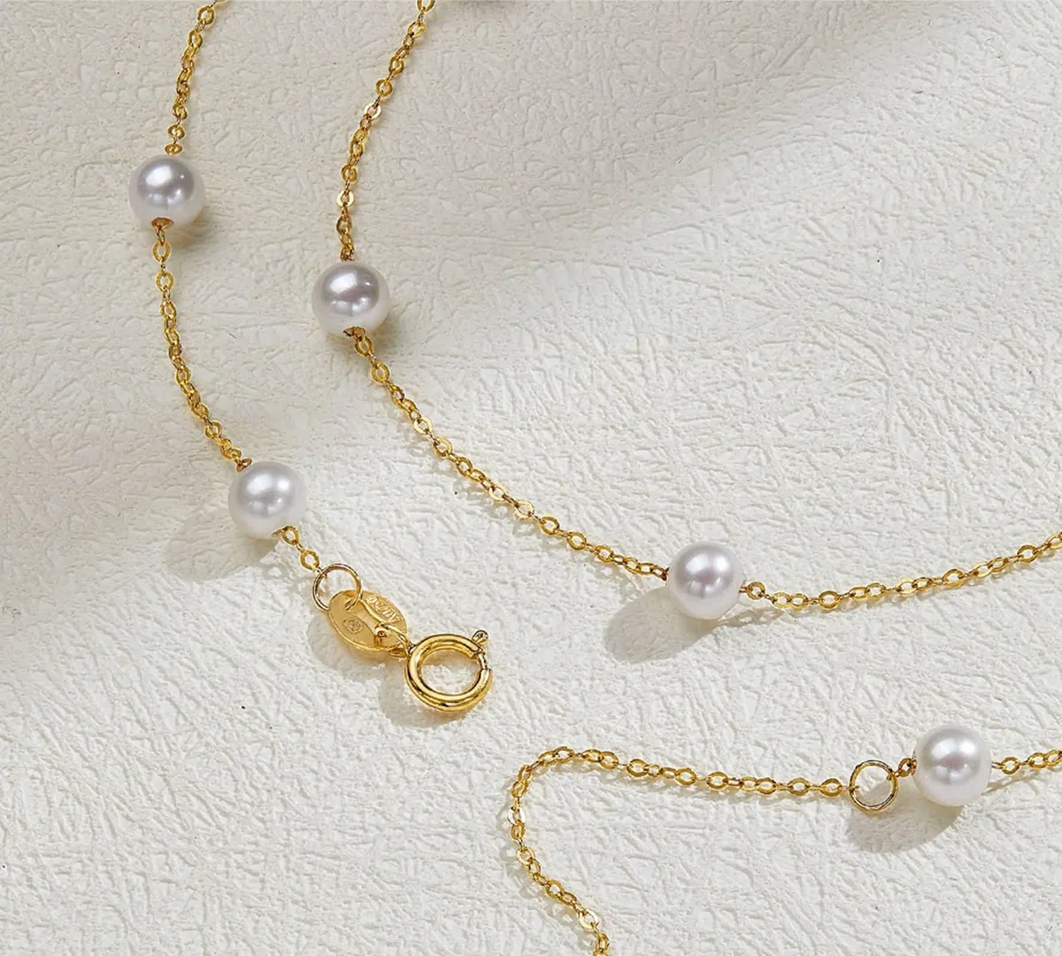 Pulsera de cadena para mujer, cadena de oro amarillo con pulsera de perlas de 4 a 5 mm