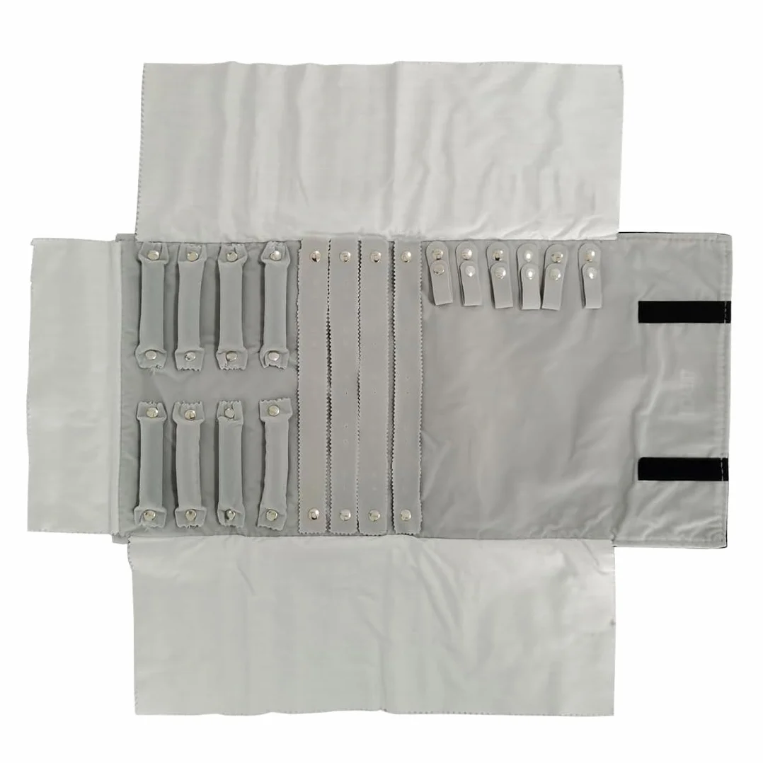1 Set Joyas Rollo, Terciopelo Rollo Joyero, Plegable Rollo Joyero, Organizador De Viaje Para Joyas, Puede Contener Varios Collares Y Pulseras, Gris