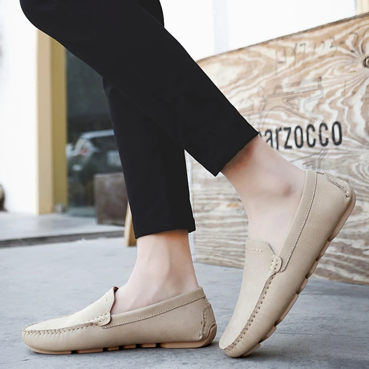 Mocasines para Hombre de Cuero Moda Slip-on Shoes Driver Shoes Casual Flat Shoes 38-49 EU