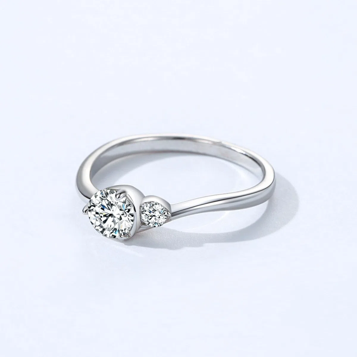 Anillo de oro para mujer, oro blanco, alianzas solitarias con diamante cultivado en laboratorio de 0,5 quilates, anillo de boda de oro real para mujer